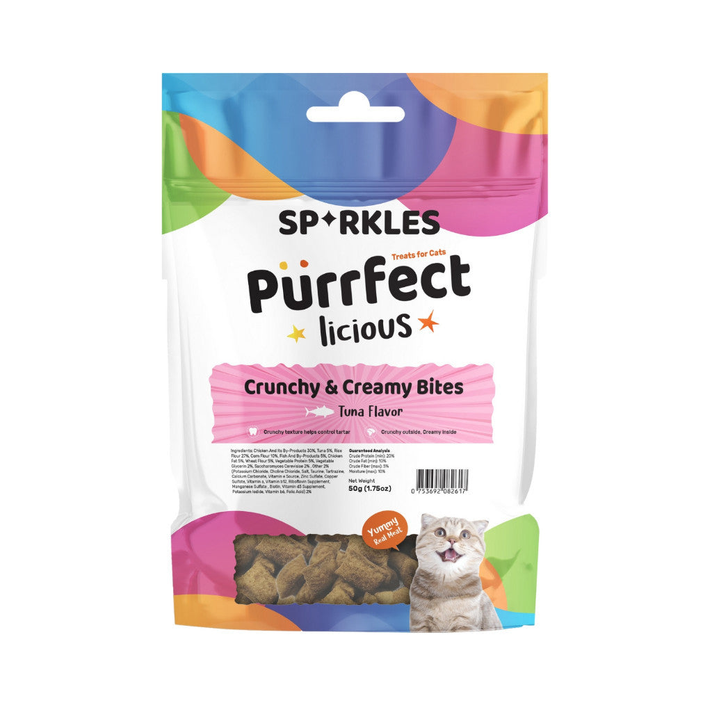 Sparkles Purrfectlicious Cat Treats - Crunchy & Creamy Bites with Real Meat, 12 Natural Flavors, Freeze-Dried & Grain-Free | Perfect for Training, Rewards & Snack Time