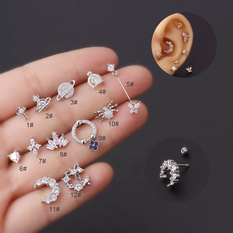 20G Cartilage Tiny Stud Earrings - Cute Planet Design Hypoallergenic Earrings for Women | Perfect for Everyday Wear, Gifts & Trendy Outfits