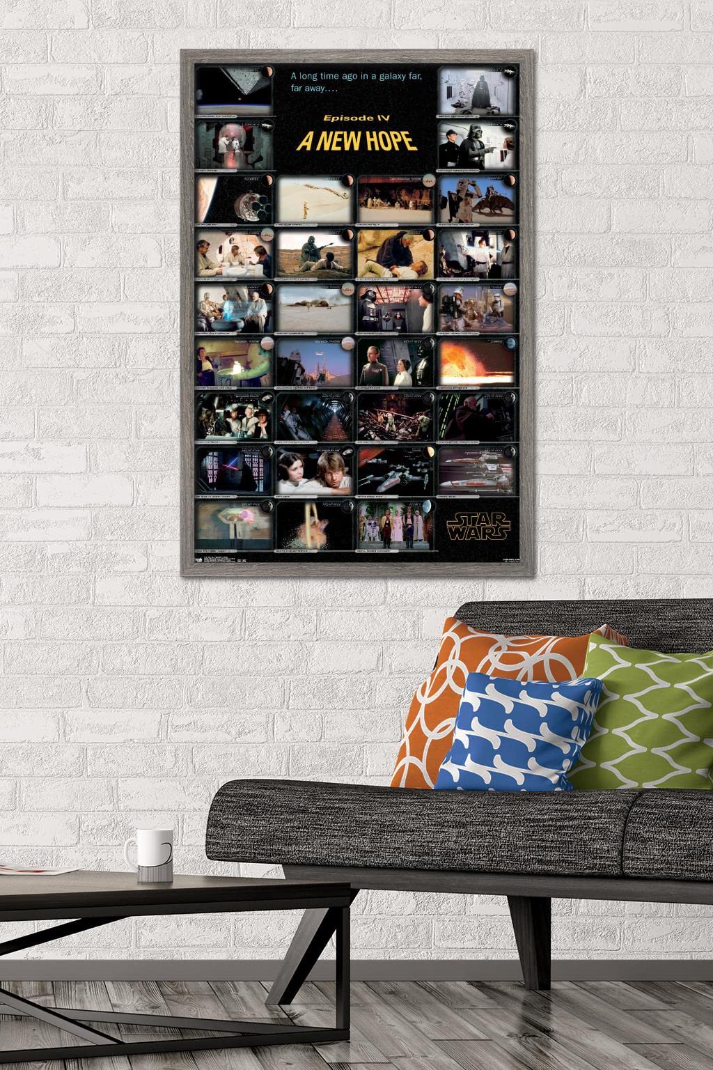 Star Wars: A New Hope Framed Wall Poster 22.375 x 34 Inches - Premium Barnwood Frame | Movie Decor for Home Theater, Bedroom & Office