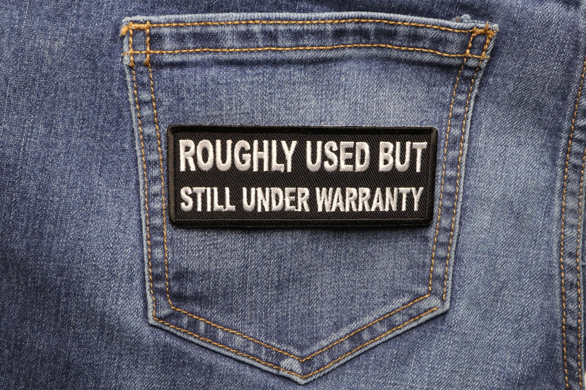 Funny Saying Patches - Roughly Used But Still Under Warranty Iron-On Appliques for Jackets, Jeans & Backpacks | DIY Clothing Repair & Customization