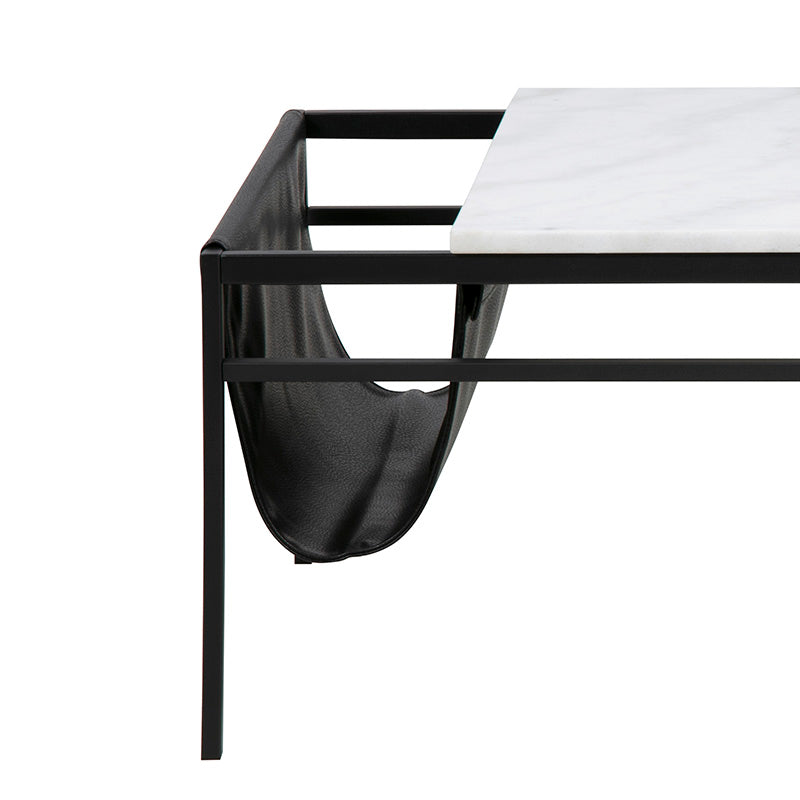 DARIEN 45-Inch White & Black Marble Coffee Table - Modern Living Room Centerpiece for Home Decor & Entertaining