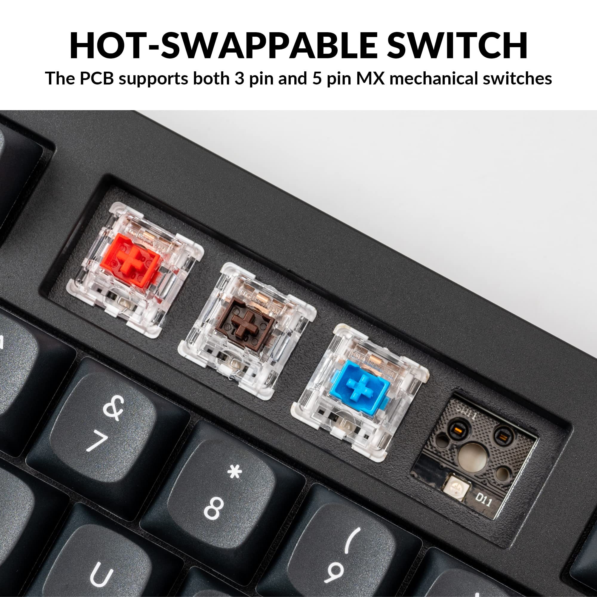 Keychron V5 Wired Custom Mechanical Keyboard with Knob - 96% Compact Layout, QMK/VIA Programmable, Hot-Swappable K Pro Brown Switches, Mac/Windows/Linux Compatible (Black) - Perfect for Gaming, Coding & Office Work