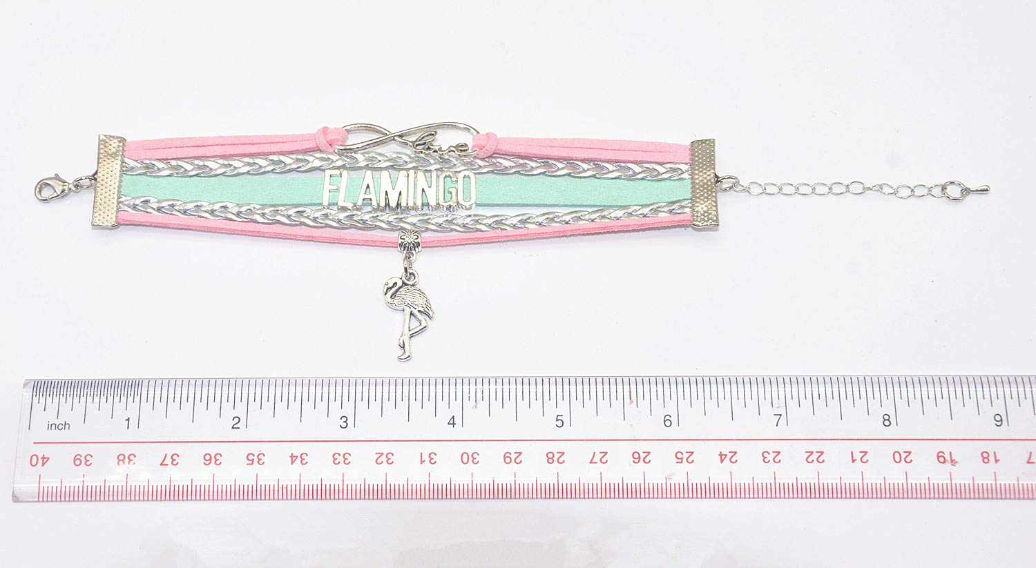 HHHbeauty Flamingo Charm Bracelet - Genuine Leather Infinity Love Jewelry for Women, Unique Flamingo Gifts for Adults, Bird Lovers - Perfect for Vacation, Beach, Summer Outfits & Tropical Themed Parties