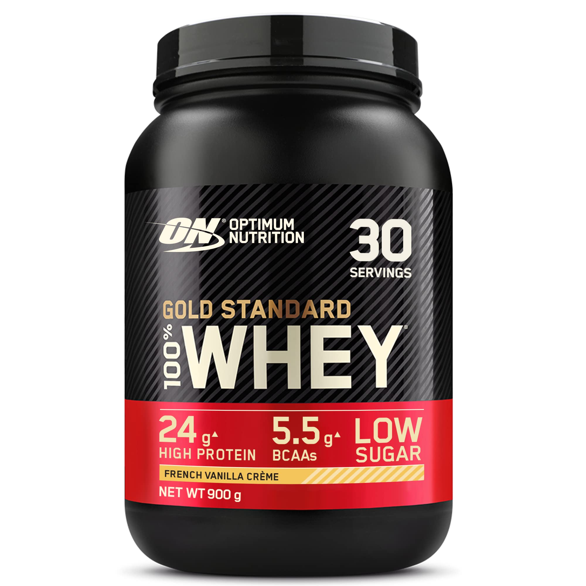 Optimum Nutrition Gold Standard Whey Protein Powder with Glutamine & Amino Acids - French Vanilla Creme, 2 lbs (908g), 29 Servings - Post-Workout Recovery & Muscle Building Supplement