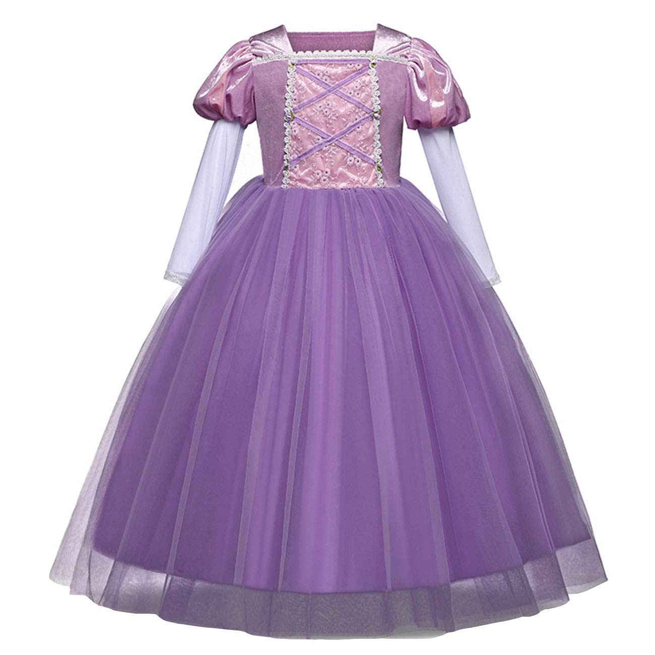 DingMi Cinderella Princess Costume for Girls - Elegant Bubble Skirt Dress with Shawl for Halloween, Cosplay, Birthday Parties & Dress-Up Play