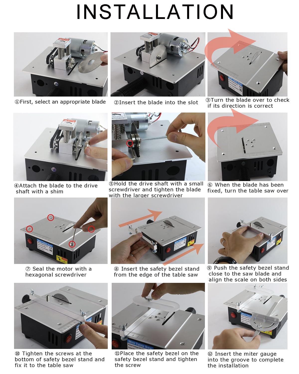 RTOVZON 96W Mini Table Saw - Adjustable Wood & Plastic Cutter for DIY Crafts & PCB Cutting