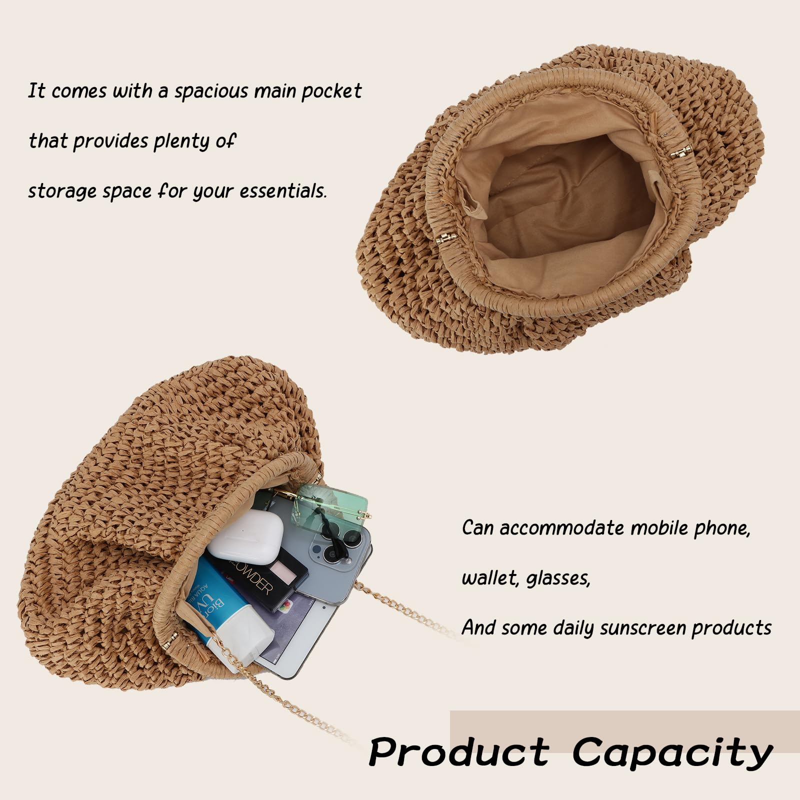 Empire Woven Straw Clutch Purse for Women - Crossbody Shoulder Bag, Summer Beach Handbag, Boho Chic Accessory for Vacation, Pool Party & Outdoor Events