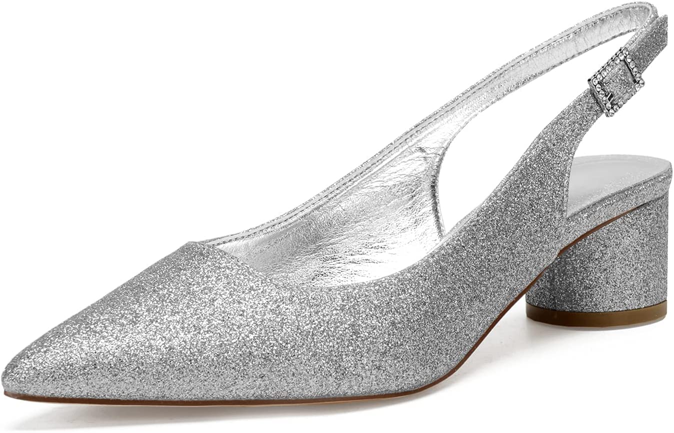 Elegant Women's Silver Stiletto Heels - 7.5cm Pointed Toe Wedding & Party Pumps (UK Size 8) | Perfect for Bridal Events, Evening Parties & Special Occasions