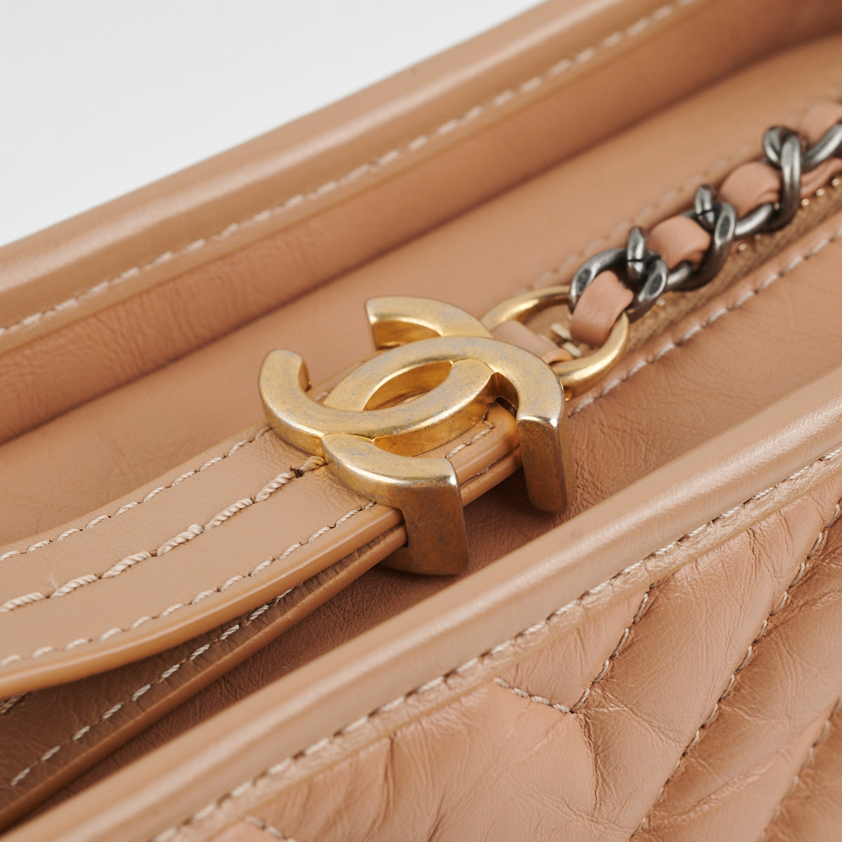 Chanel Chevron Gabrielle Small Handbag in Dark Beige - Luxury Crossbody Bag for Women, Perfect for Date Night & Evening Events