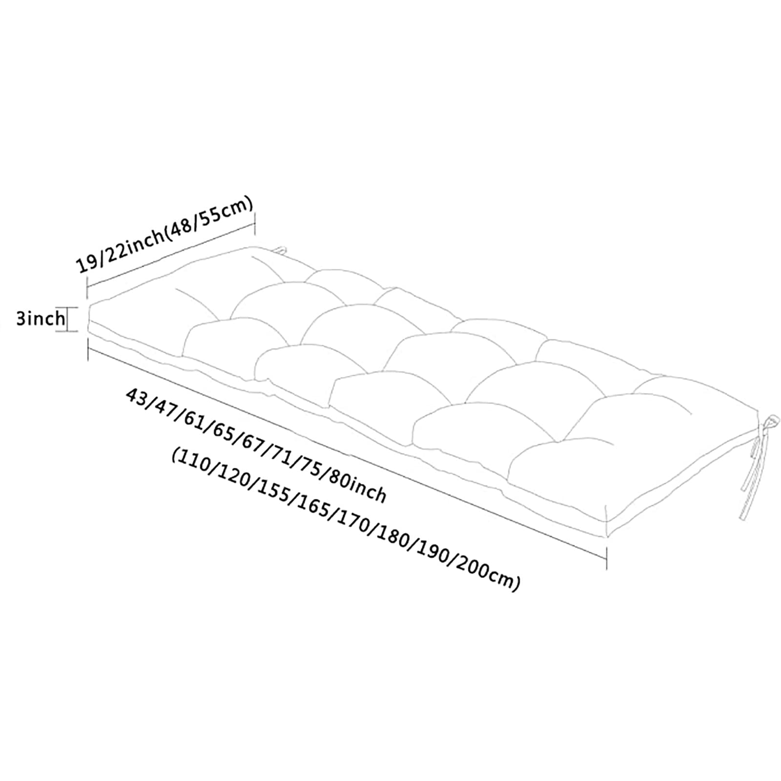 Premium Indoor/Outdoor Bench Cushions - Waterproof Patio Furniture Seat Cushions for Garden Benches, Swings & Loungers - Comfortable Cotton Cushion Set for Outdoor Relaxation (Perfect for Backyard, Deck, Porch & Poolside Use)