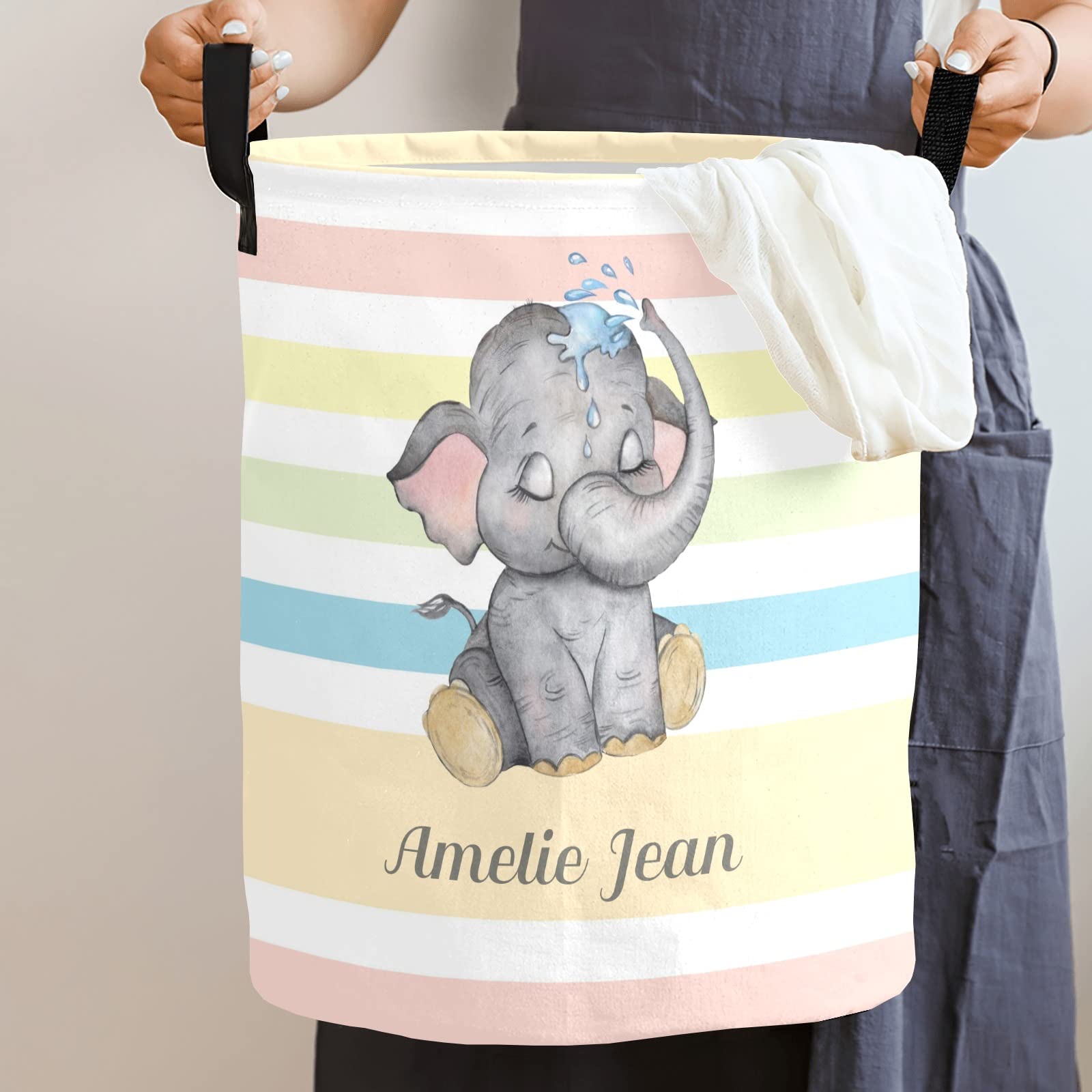 Adorable Elephant Storage Bin - Waterproof Oxford Fabric Laundry Hamper & Organizer for Clothes, Toys, Gifts | Perfect for Nursery, Bedroom & Kids Room Organization