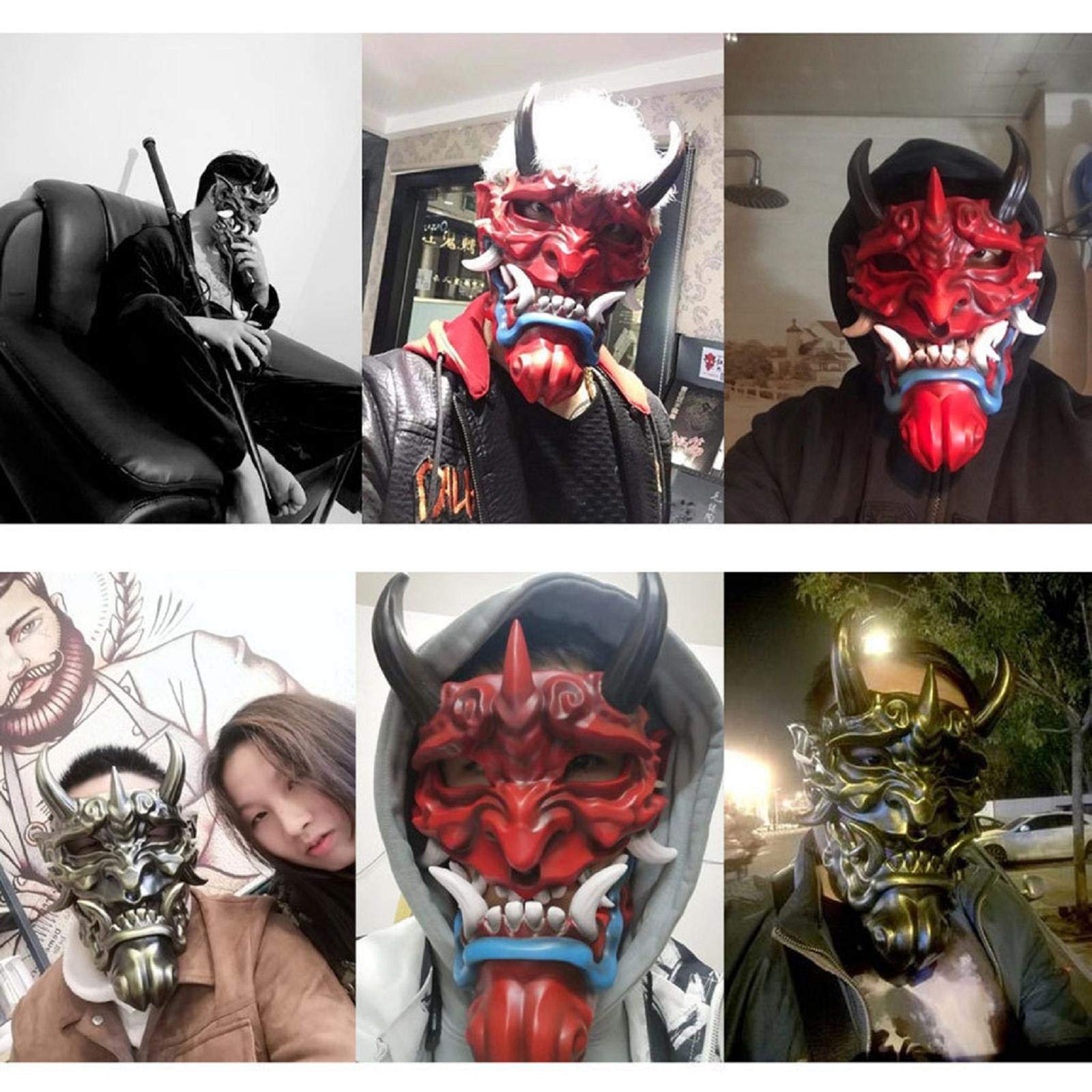 Japanese Prajna Mask - Authentic Halloween Costume & Collectible Wall Decor for Cosplay, Home Decoration, and Themed Parties