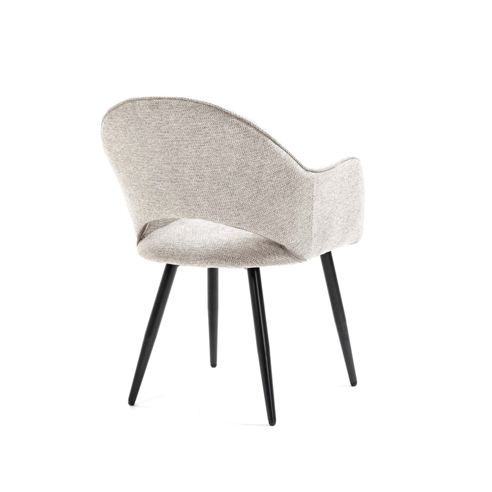 5-Piece Dining Set - Harper Round Marble-Look Dining Table (120cm White) with 4 Luka Fabric Dining Chairs (Coconut) - Perfect for Small Spaces, Apartments & Modern Kitchens