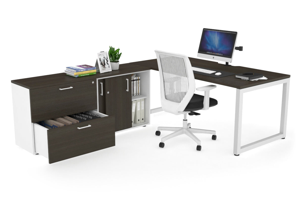 Quadro Loop Executive White Frame Office Chair - 1800L x 800W with Cable Scallop - Ergonomic Desk Chair for Home & Office Workspace
