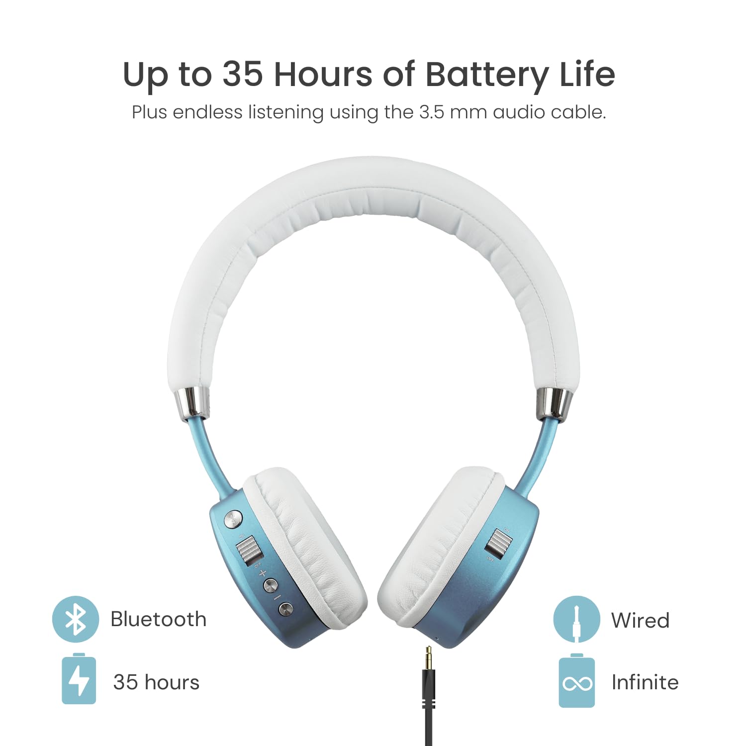 Puro Sound Labs PuroQuiet Plus Kids Bluetooth Headphones with Active Noise Cancelling - Volume Limited Safe Listening, Built-in Mic & Studio Sound - Lightweight On-Ear Design for School, Travel & Learning (Teal)