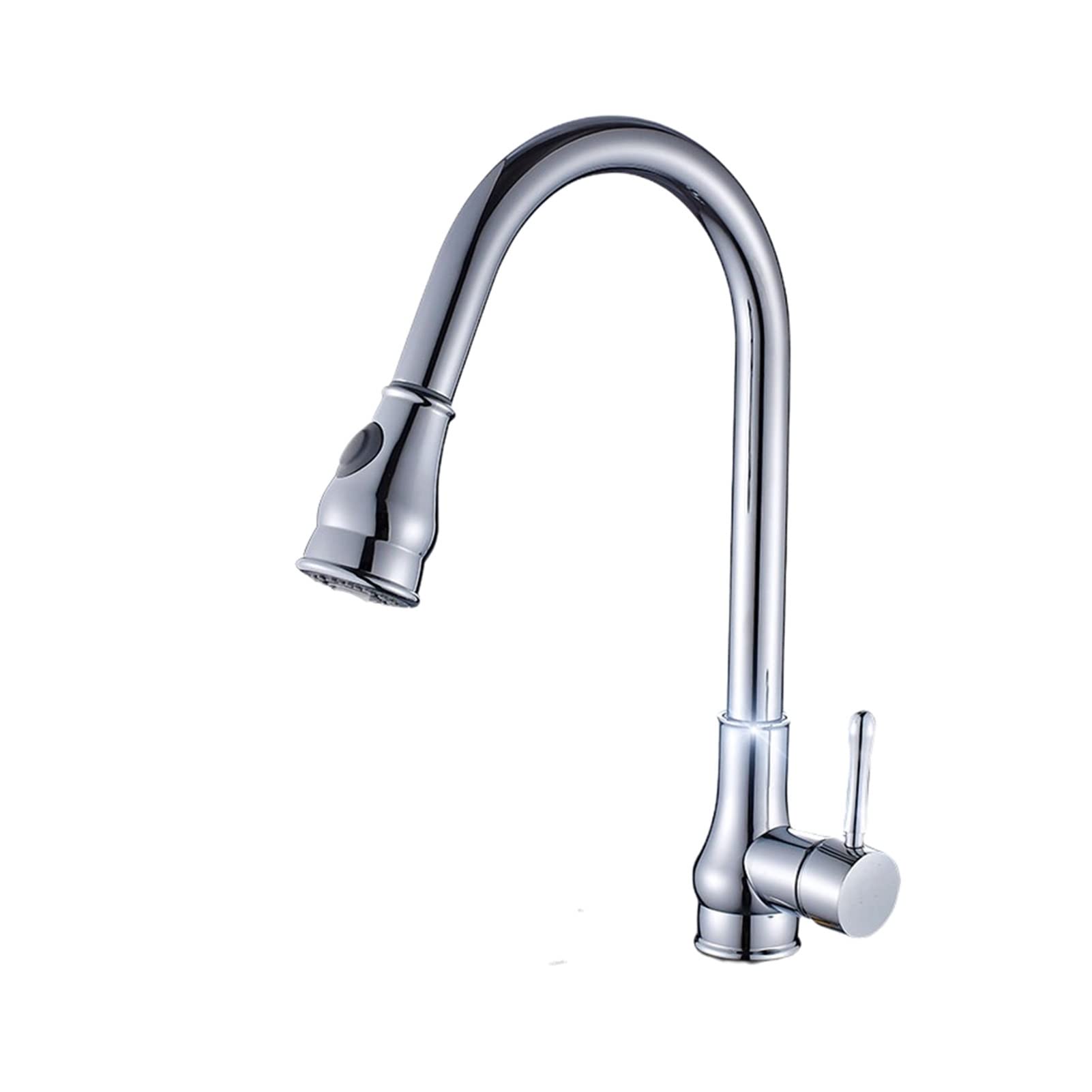 LYNLYN Pull Out Kitchen Faucet - 360° Swivel Brass Mixer Tap with Hot & Cold Water Control - Chrome Finish for Modern Sink - Perfect for Washing Dishes, Filling Pots & Cleaning Vegetables