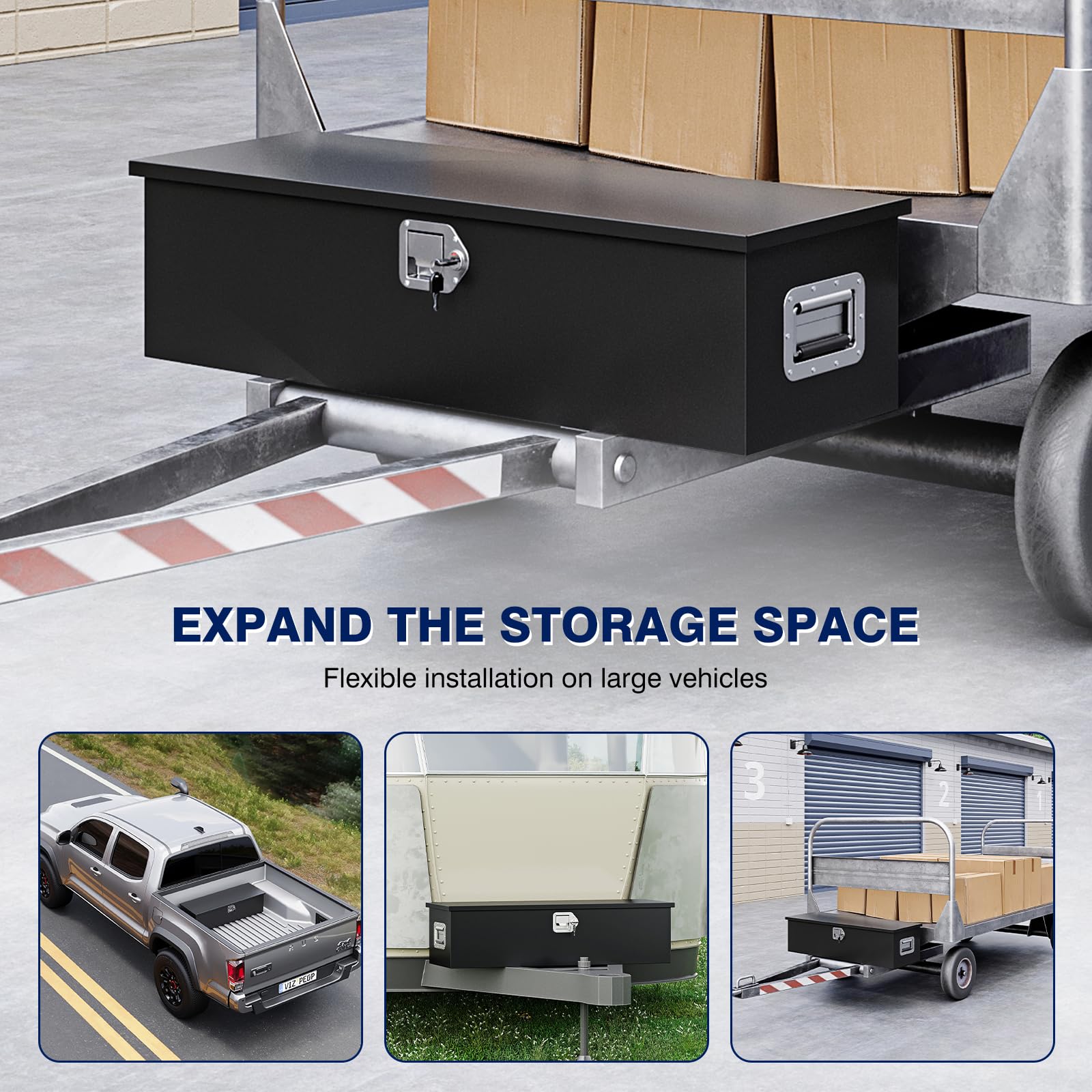 Yizosh 39 Inch Heavy Duty Steel Truck Bed Tool Box with Lock & Keys - Secure Storage for Pickup Trucks, Trailers, RVs | Perfect for Construction, Camping & Roadside Emergency Tools