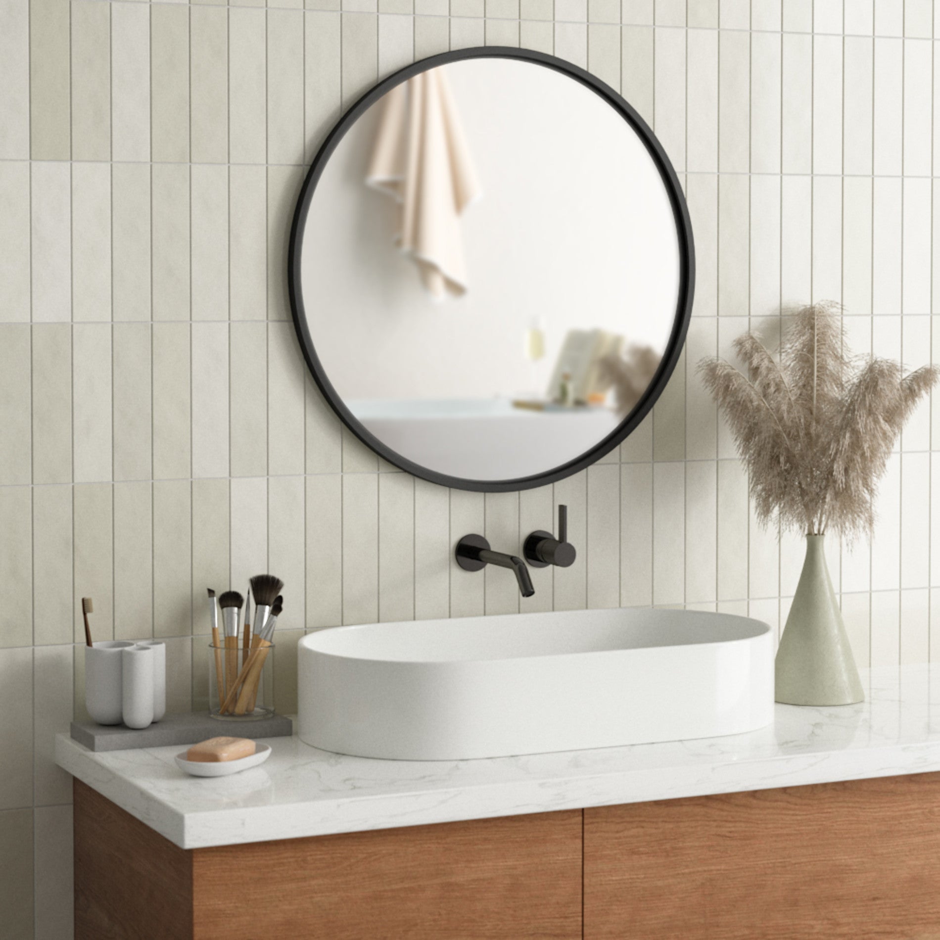 Stylish Round Hub Wall Mirror - 24