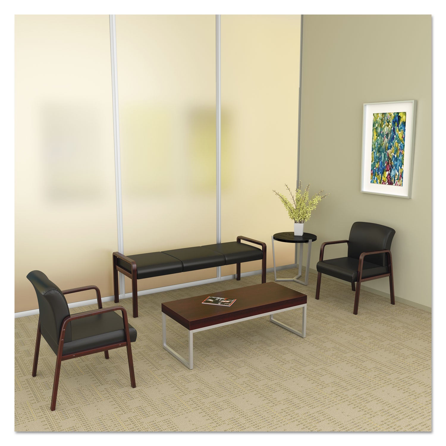 Alera WL Series 3-Seat Reception Lounge Bench - 65.75