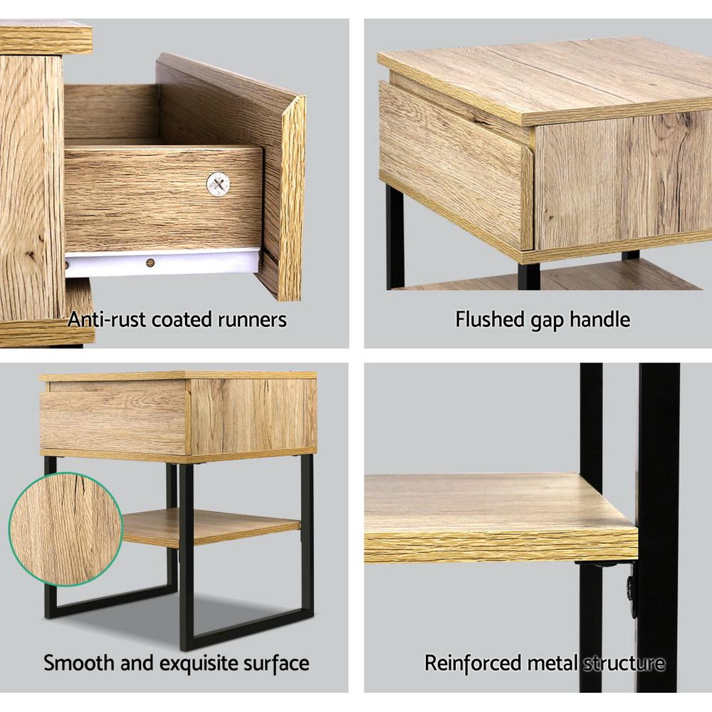 Modern Chest Style Metal Bedside Table - Nightstand with Drawer Storage for Bedroom, Living Room & Office - Compact & Durable Design for Small Spaces