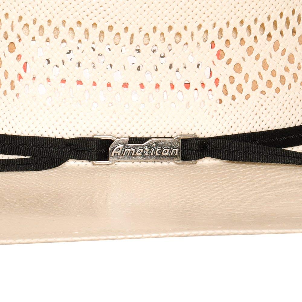 American Hat Company Two Row Fancy Vent Ivory Straw Hat with 4 1/4