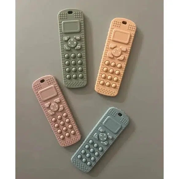 Three Hearts Telephone-Shaped Silicone Pop It Teether - Sensory Fidget Toy & Baby Teething Relief for Toddlers (Perfect for Stress Relief, Autism Anxiety & Soothing Sore Gums)