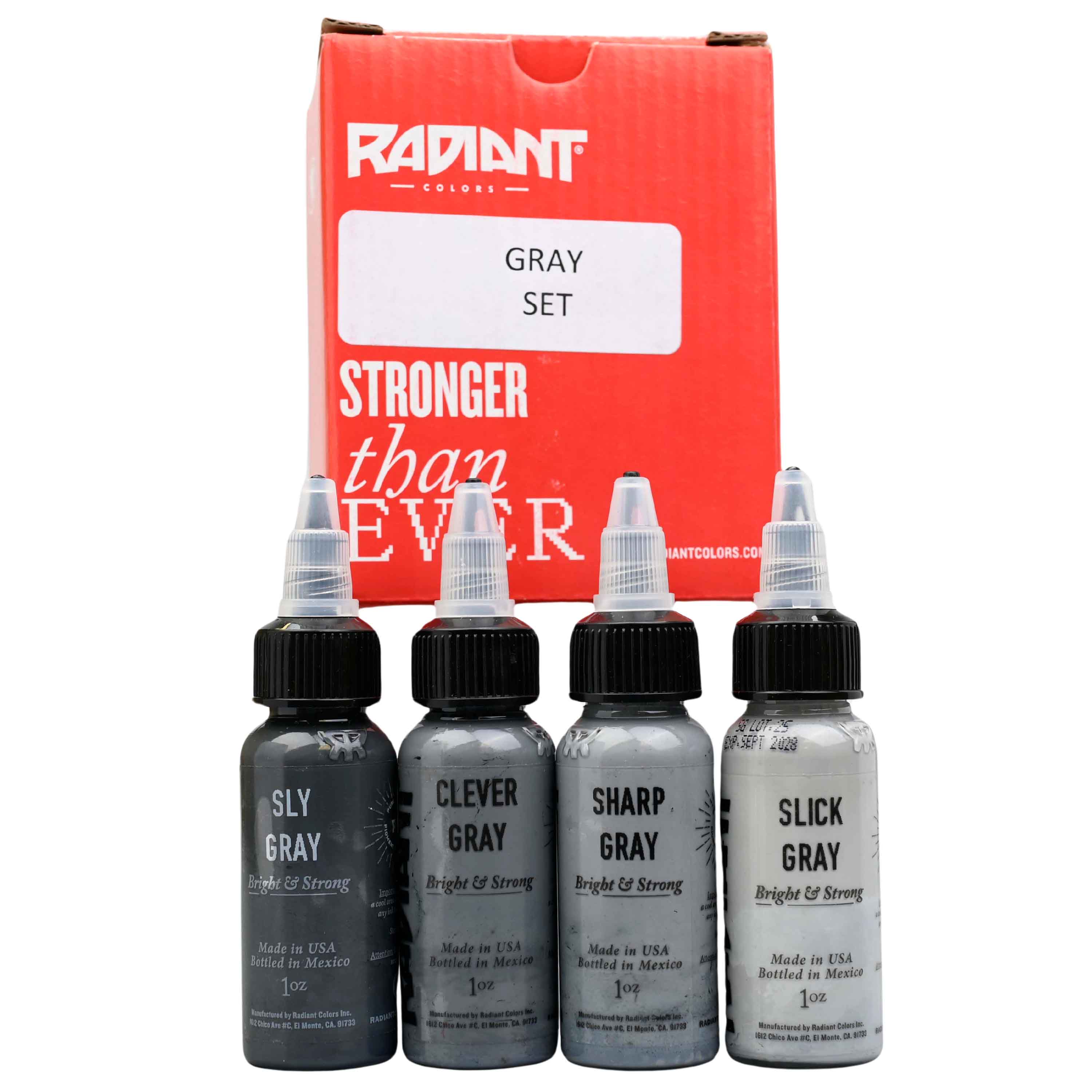 Premium 4-Piece Gray Tattoo Ink Set - Vibrant, Long-Lasting Professional Tattoo Pigments for Artists | Ideal for Realism, Shading & Portrait Tattoos