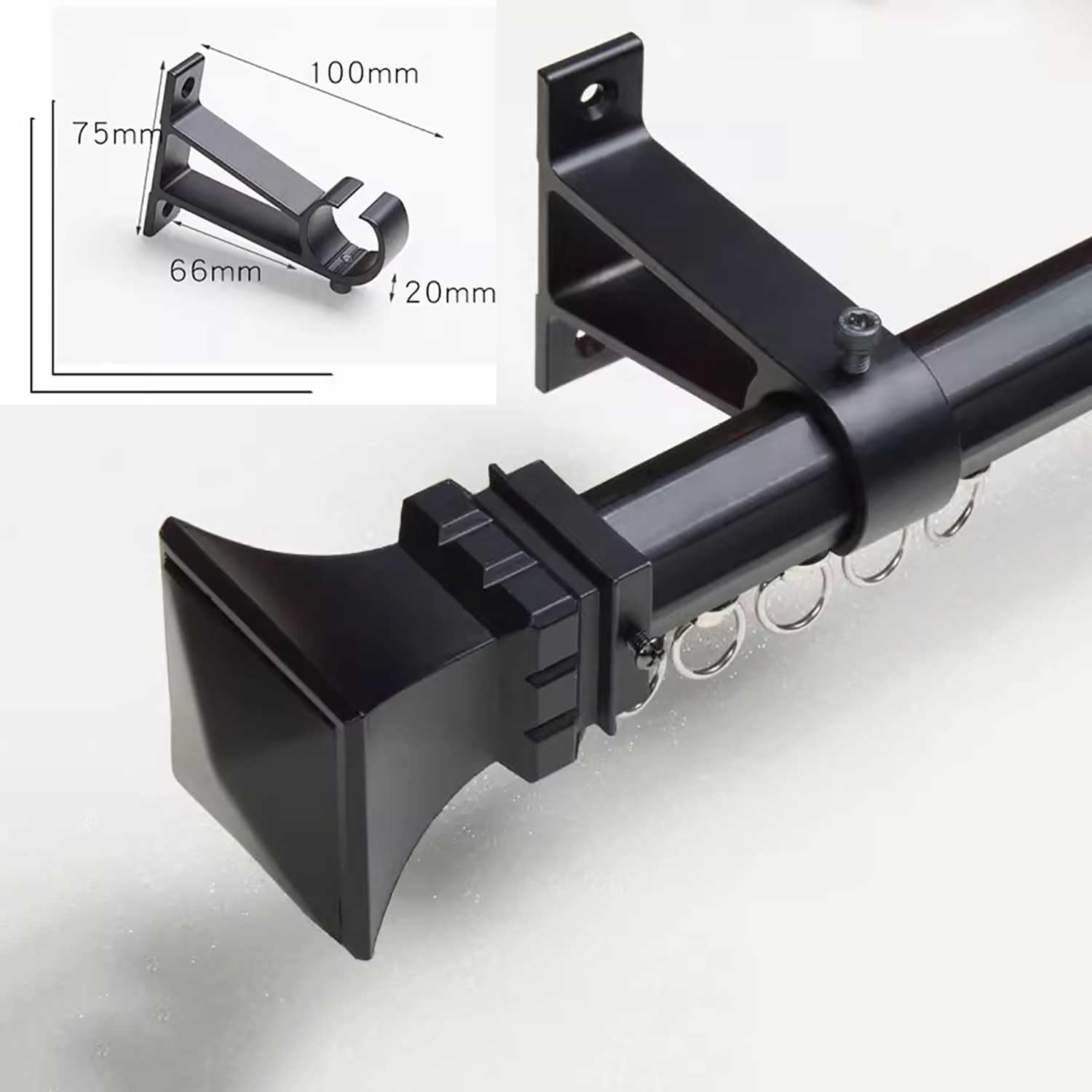 Black Aluminum Roman Rod Curtain Track - Heavy Duty Wall Mount Curtain Rail for Living Room, Bedroom & Shower Room Divider - 4.5m (14.8ft) - Perfect for Home Decor & Space Partitioning