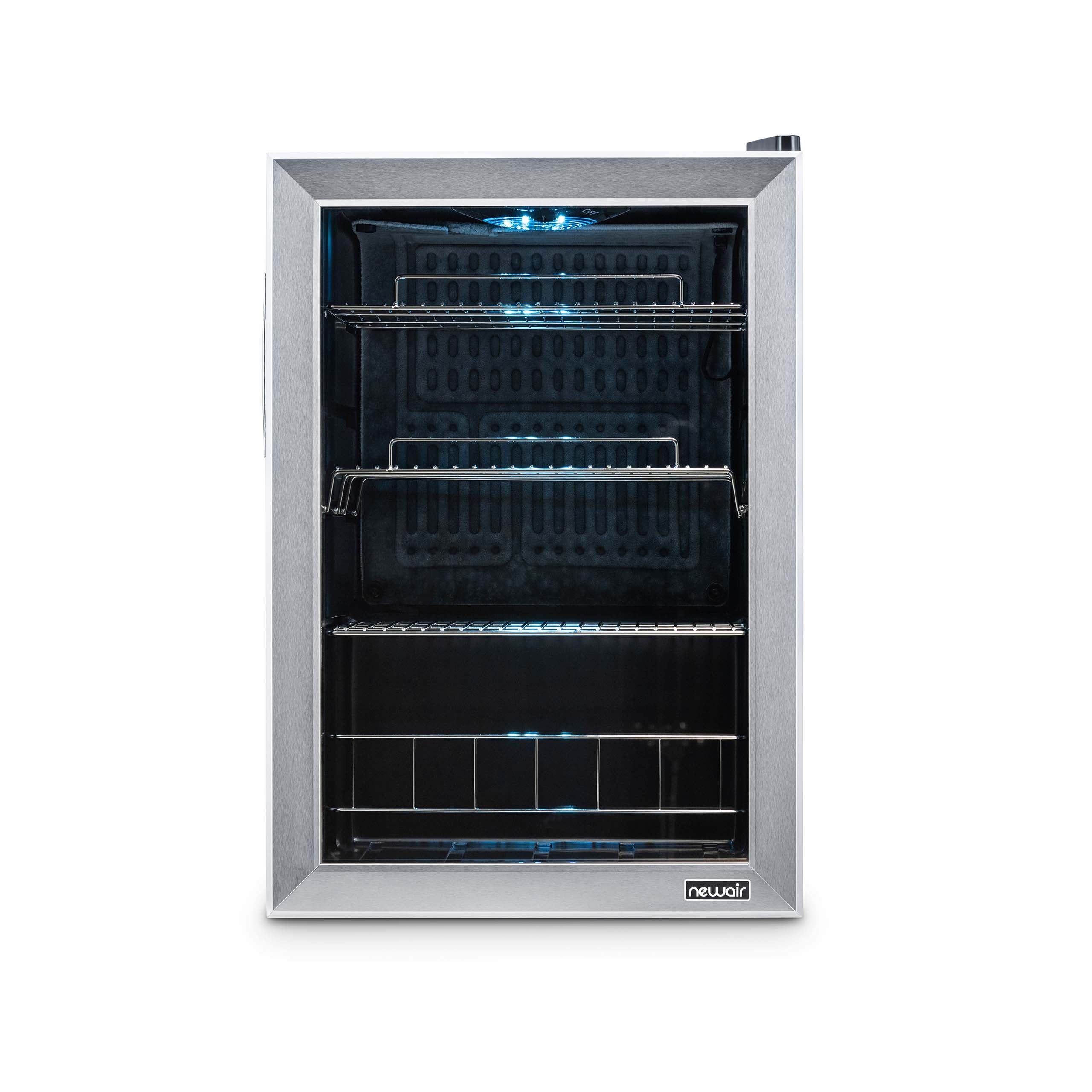 Newair® 90 Can Freestanding Stainless Steel Beverage Refrigerator - Perfect for Home Bars, Offices, and Game Rooms - Keep Drinks Cold and Organized