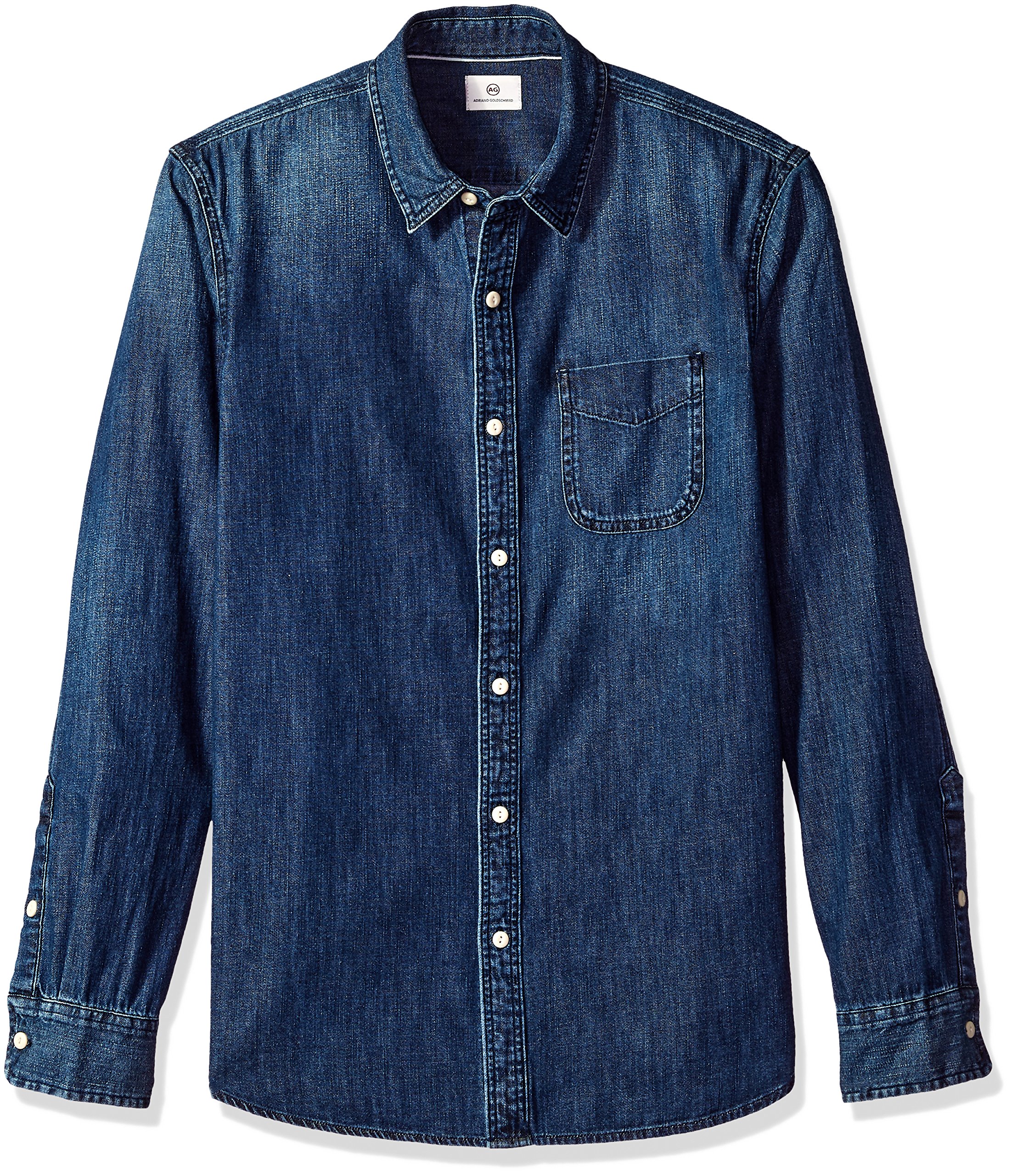 AG Adriano Goldschmied Men's Nelson Long Sleeve Denim Shirt - Classic Fit Button Down Workwear for Casual & Business Outfits