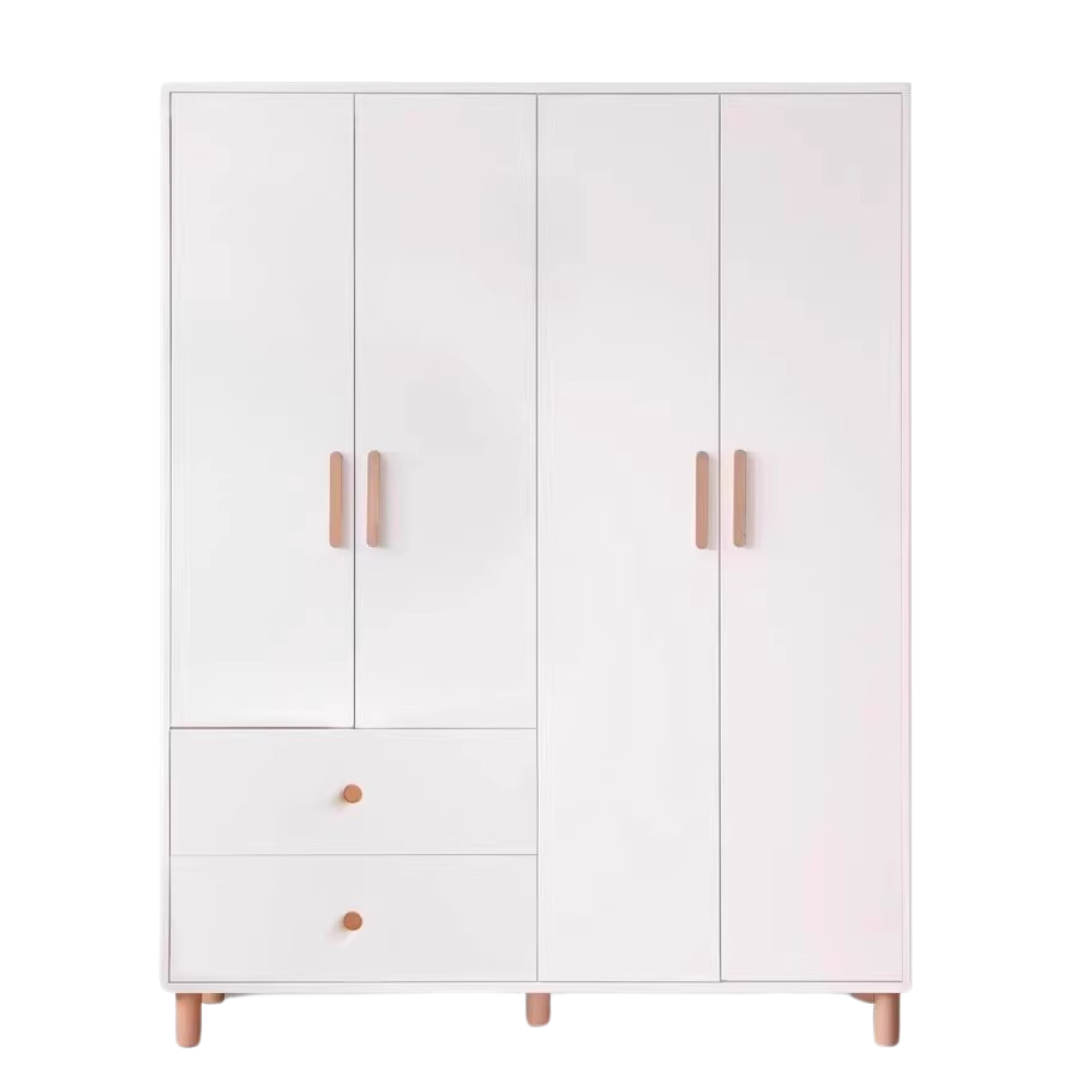 Pine Solid Wood Wardrobe - Cream Style Modern Closet for Bedroom, Living Room & Office Storage