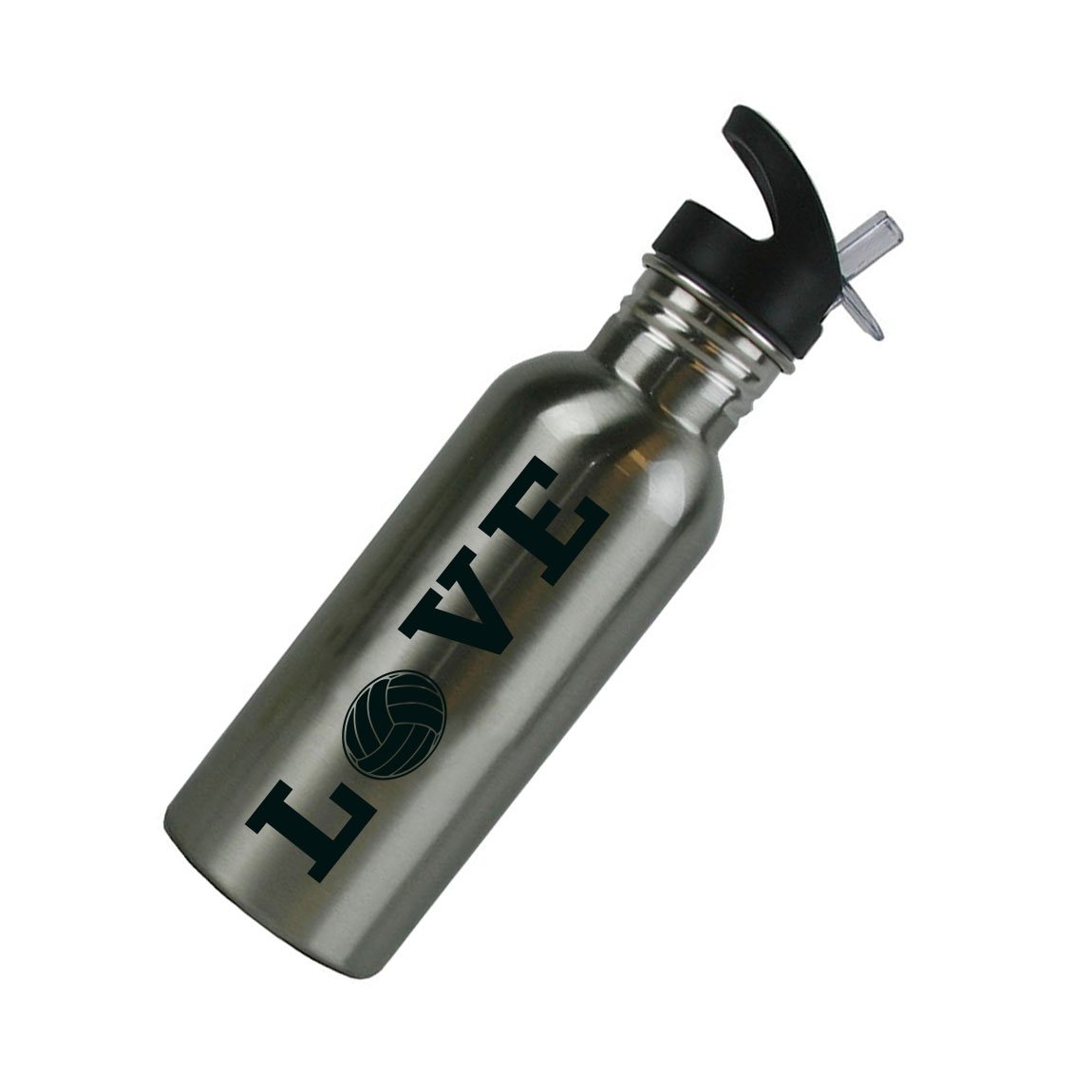 CustomGiftsNow Personalized Volleyball Stainless Steel Water Bottle with Straw Lid - 20oz/600ML Leakproof Sports Water Bottle for Athletes, Gym, Workouts & Outdoor Activities