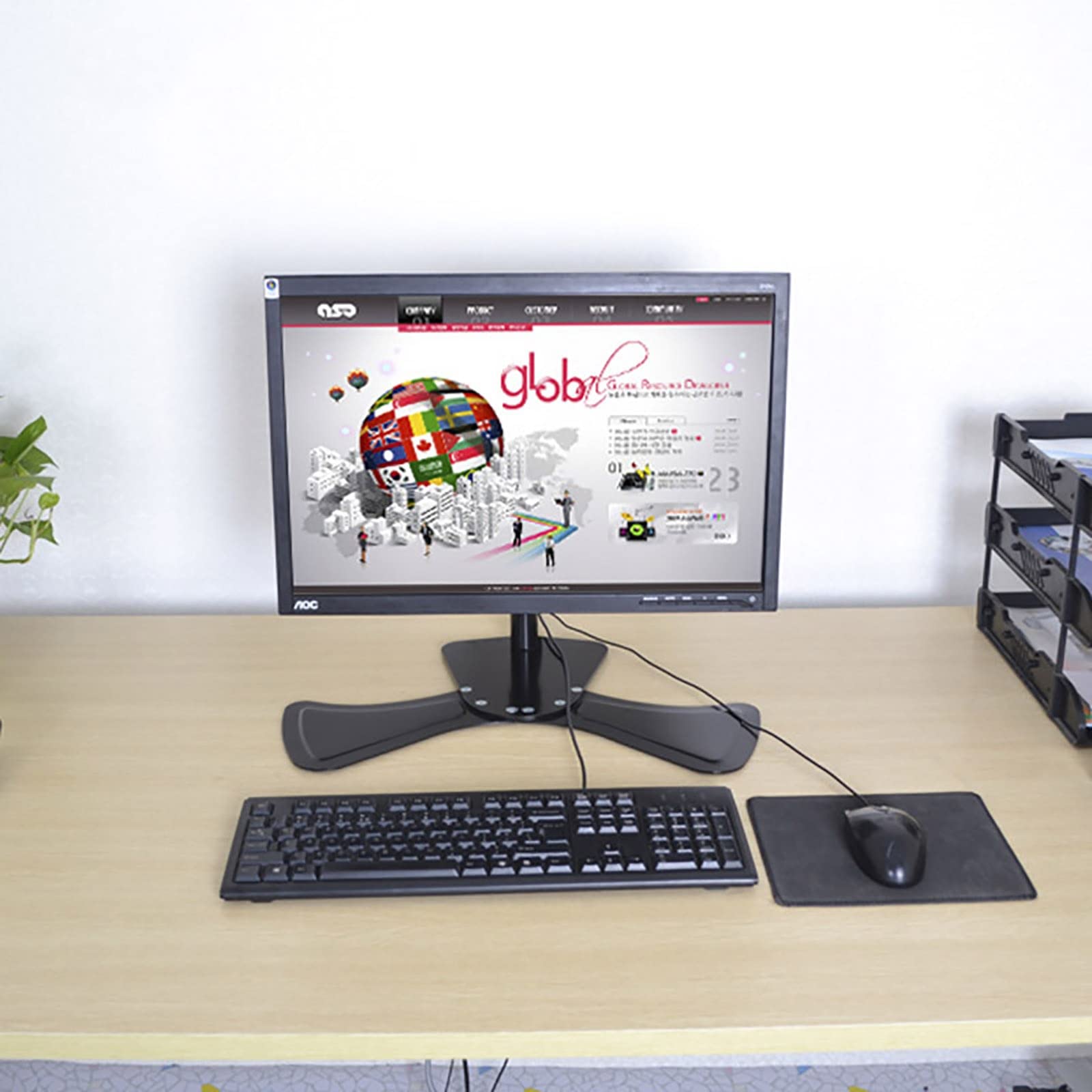 Universal TV Stand & Single Monitor Stand - Height Adjustable Desk Mount with Sturdy Metal Base for 15-27 Inch LCD Screens (40cm) - Perfect for Home Office, Gaming Setup & Workspace Organization