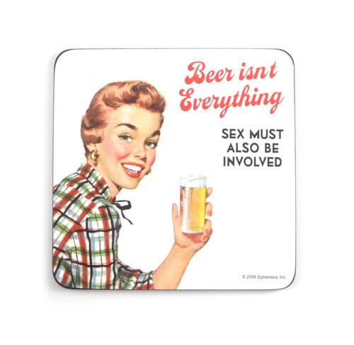 Funny Bar Coasters for Drinks - 'Beer Isn't Everything, Sex' Humorous Single Drink Mats - Perfect for Pubs, Home Bars & Gag Gifts
