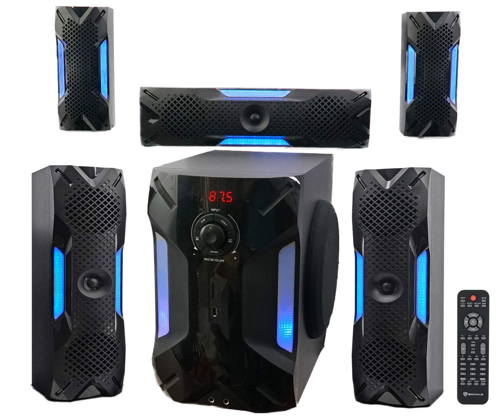 Rockville HTS56 1000W 5.1 Channel Home Theater System with Bluetooth, USB & 8