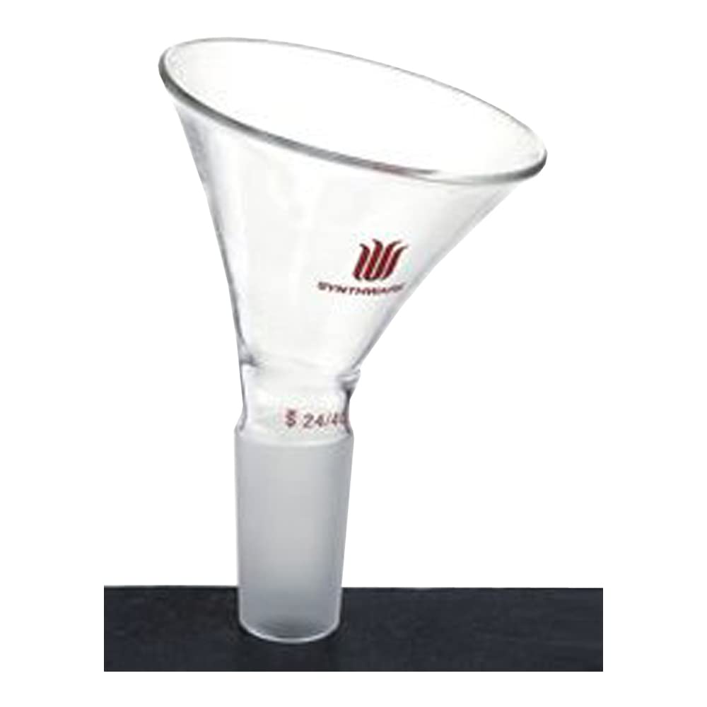F392475 Synthware Powder Funnel - 60° Offset Angle, 75mm Top Diameter, 24/40 Joint - Perfect for Chemistry Labs & Powder Transfer
