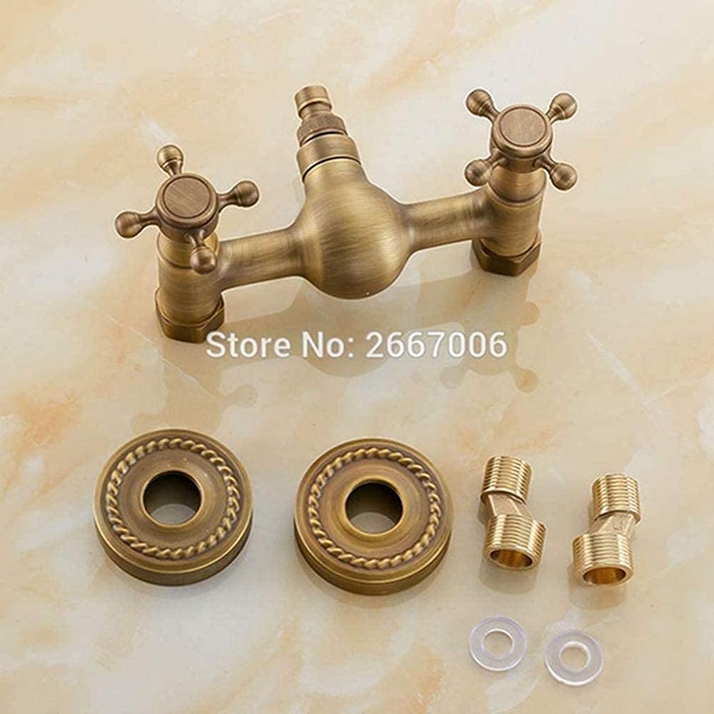 Antique Brass Wall-Mounted Shower Mixer Tap with Hand Shower - Hot & Cold Water Bathroom Faucet Set, Swivel Spout for Modern & Vintage Bathrooms - Perfect for Spa-Like Showers and Space-Saving Designs