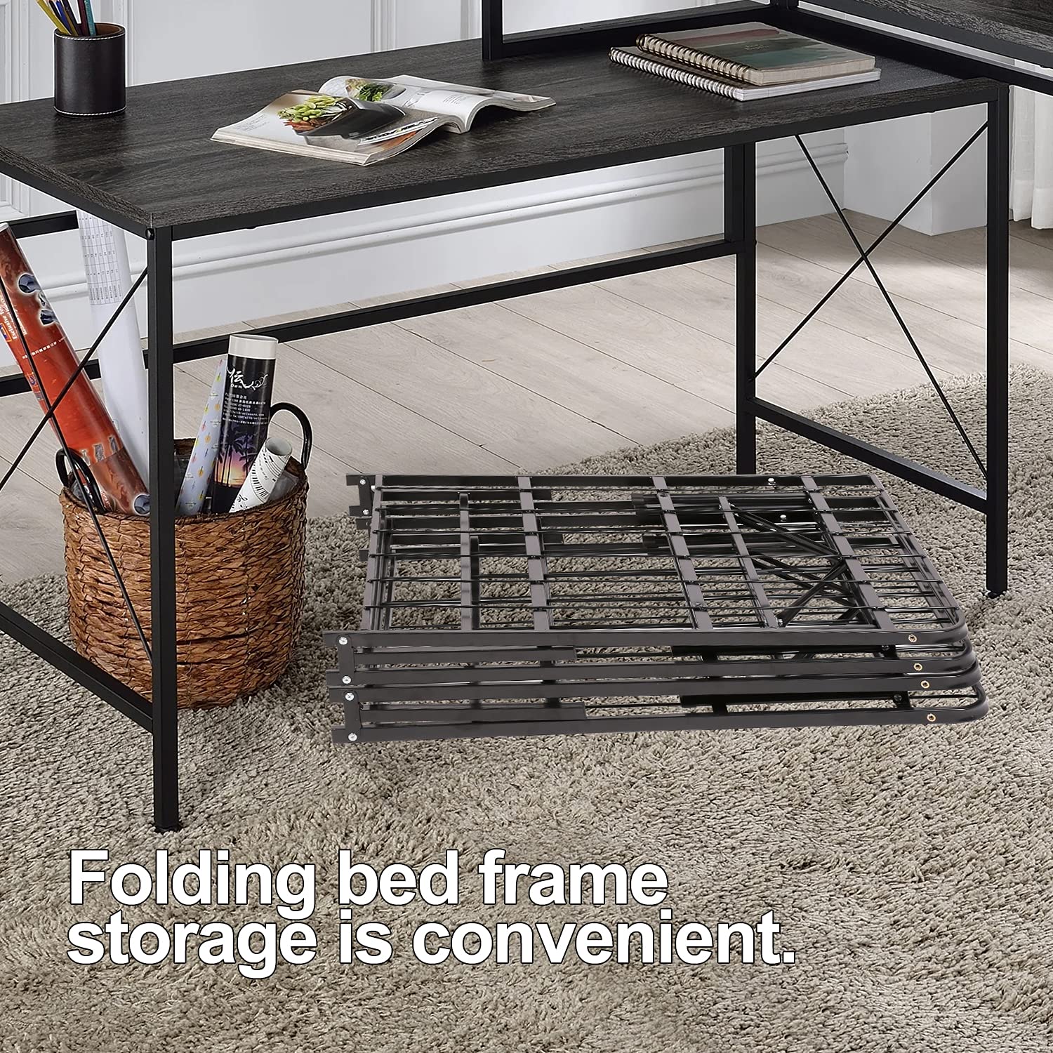 Queen Size Bed Frame - Heavy Duty Steel Platform with Non-Slip Design & Noise-Free Construction | No Box Spring Needed | Durable Mattress Foundation with Underbed Storage | Perfect for Master Bedrooms, Guest Rooms & Small Spaces