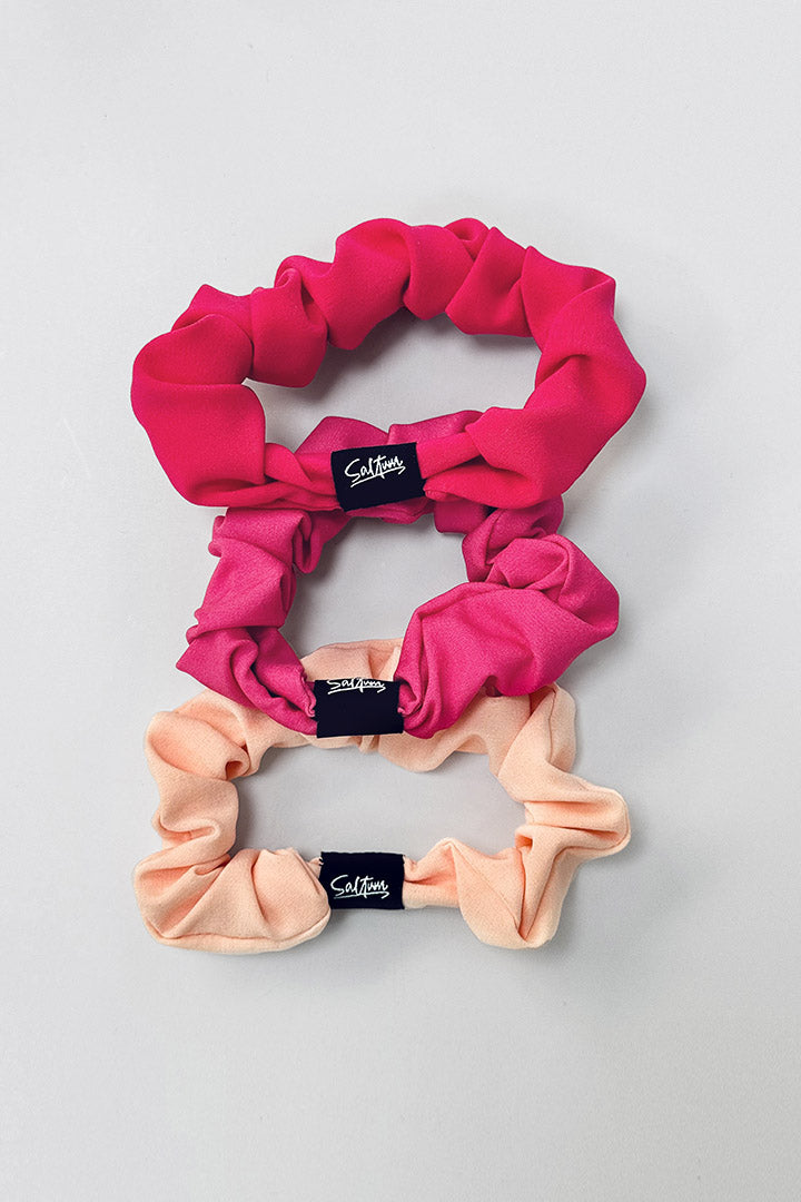 Saltum Mini Scrunchie 3 Pack - Small Hair Ties for Women & Girls, Soft Elastic Hair Bands for Ponytails, Workouts, and Everyday Use