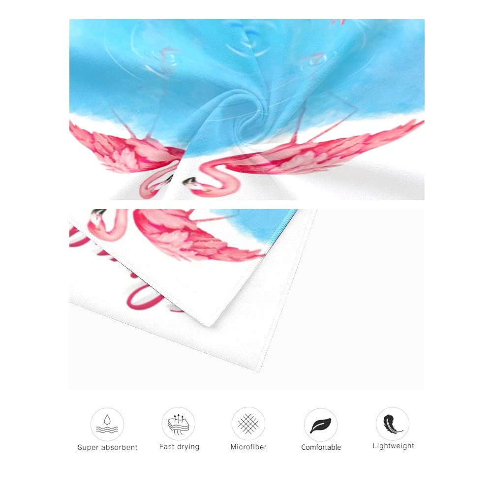 Custom Flamingo Beach Towel Personalized with Name - 30x60 Inch Soft Pink Bath & Pool Towel for Summer Travel - Perfect Birthday Gift for Women & Girls - Beach, Pool, Vacation, Spa Use