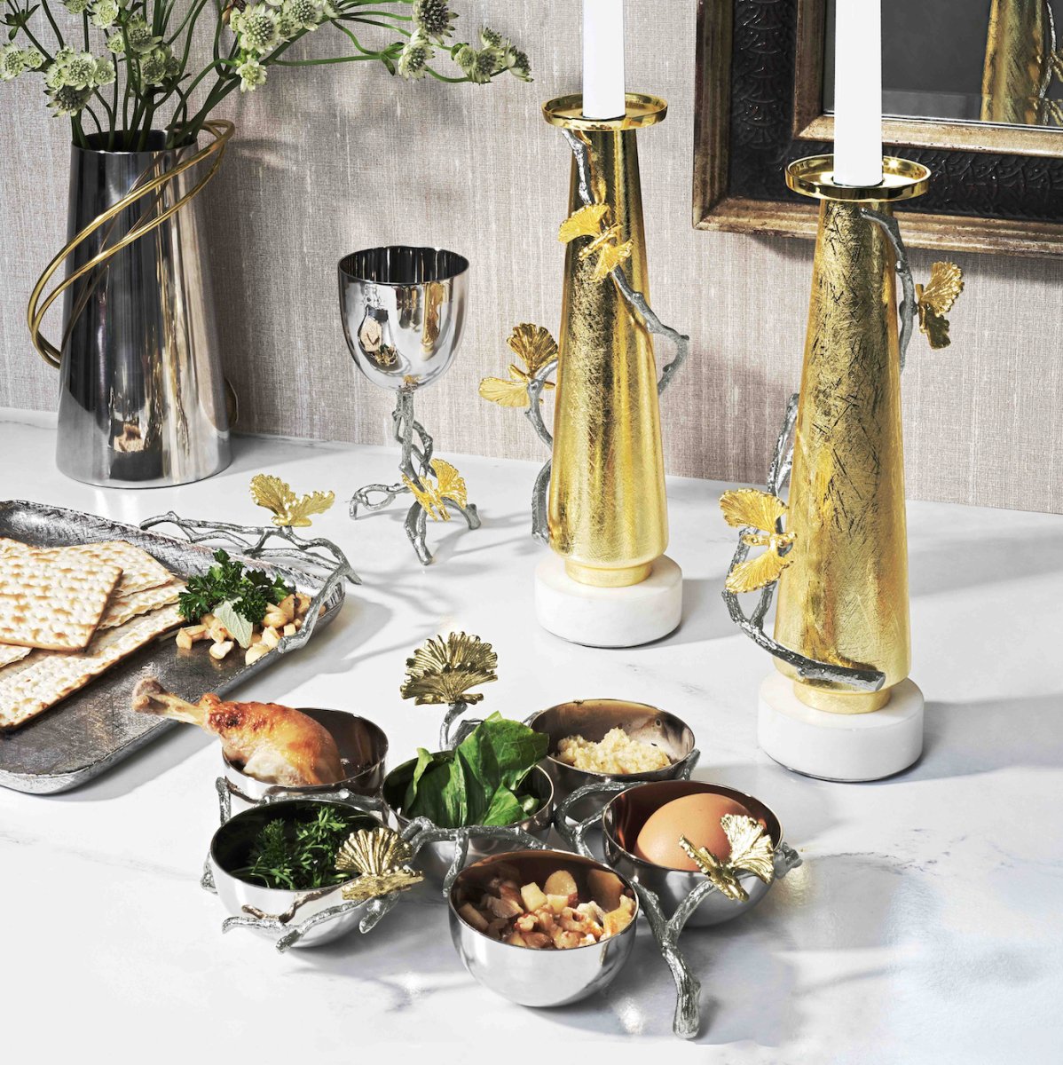 Luxury Butterfly Ginkgo Seder Plate - Elegant Passover Dinnerware for Jewish Holiday Celebrations & Home Decor