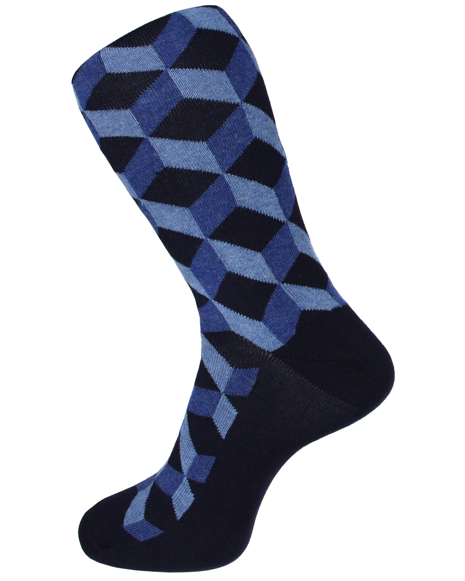 DÉCLIC Cubik Socks for Men & Women - Soft Breathable Cotton Crew Socks in Navy Blue - Perfect for Casual Wear, Sports & Everyday Comfort