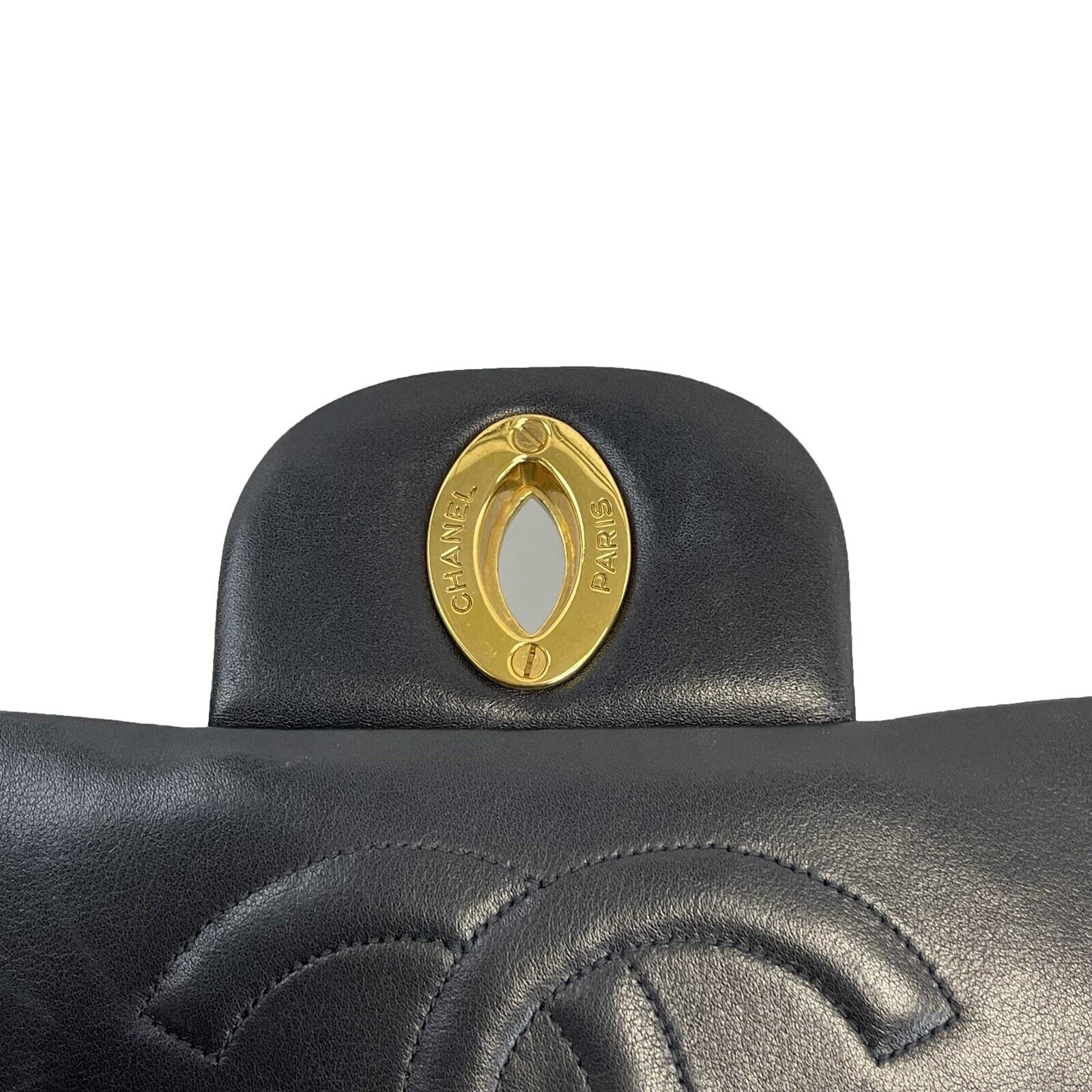 Vintage Chanel CC Classic Black Single Flap Quilted Lambskin Maxi Shoulder Bag for Women | Luxury Designer Handbag for Evening Parties, Weddings & Special Occasions