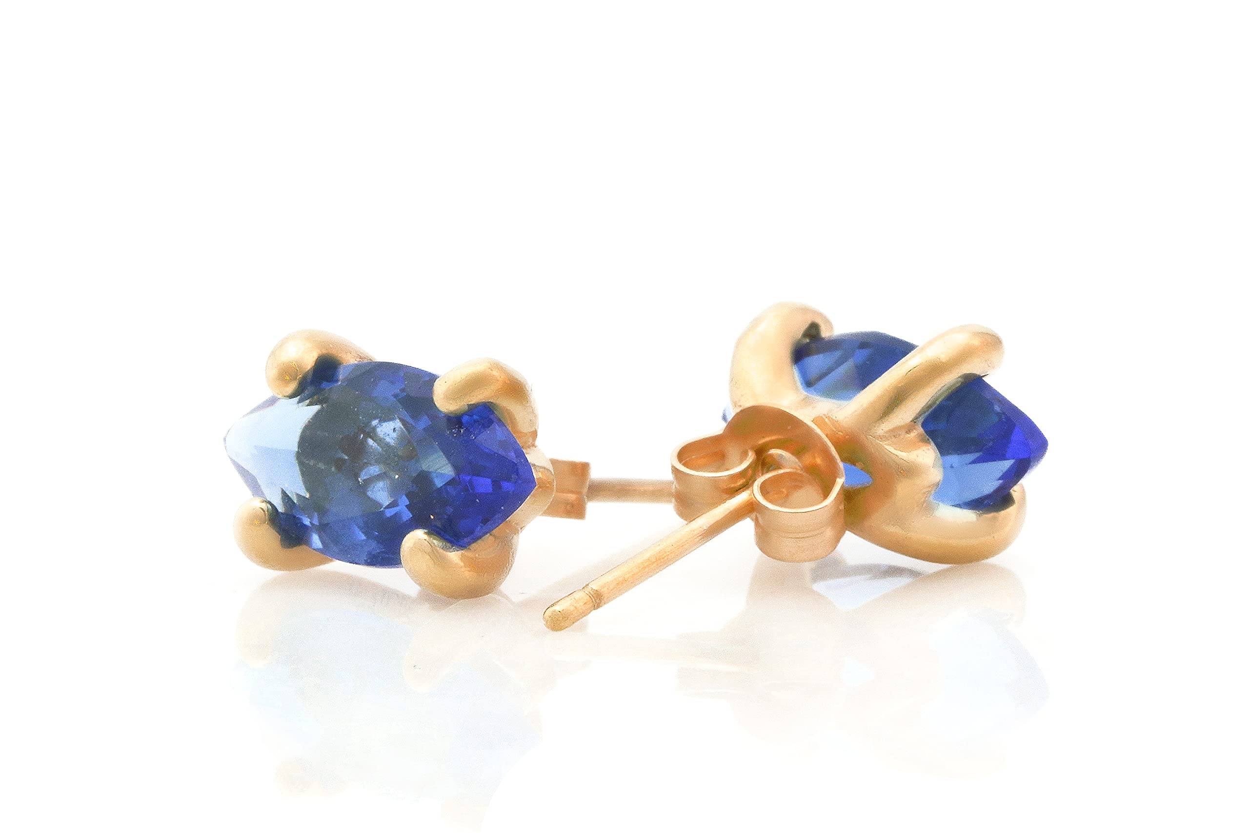 Sapphire Marquise Stud Earrings - September Birthstone Jewelry, Blue Stone Earrings for Women, Elegant Bridal & Fashion Jewelry Gift Set with Jewelry Box - Perfect for Weddings, Anniversaries & Special Occasions