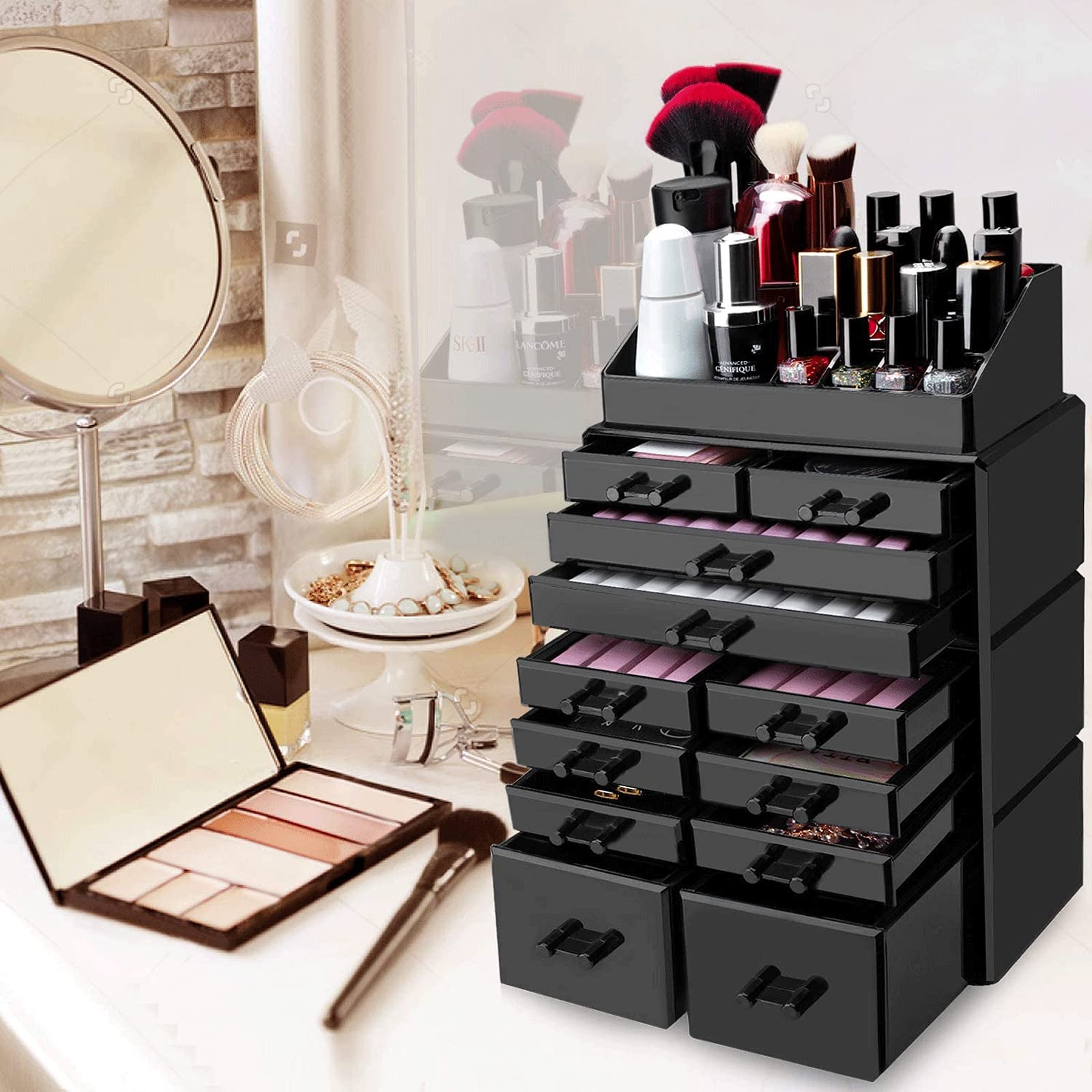Large Transparent Makeup Organizer Drawer - Dustproof Cosmetic Storage Box for Beauty Products | Perfect for Vanity, Bathroom & Travel Organization