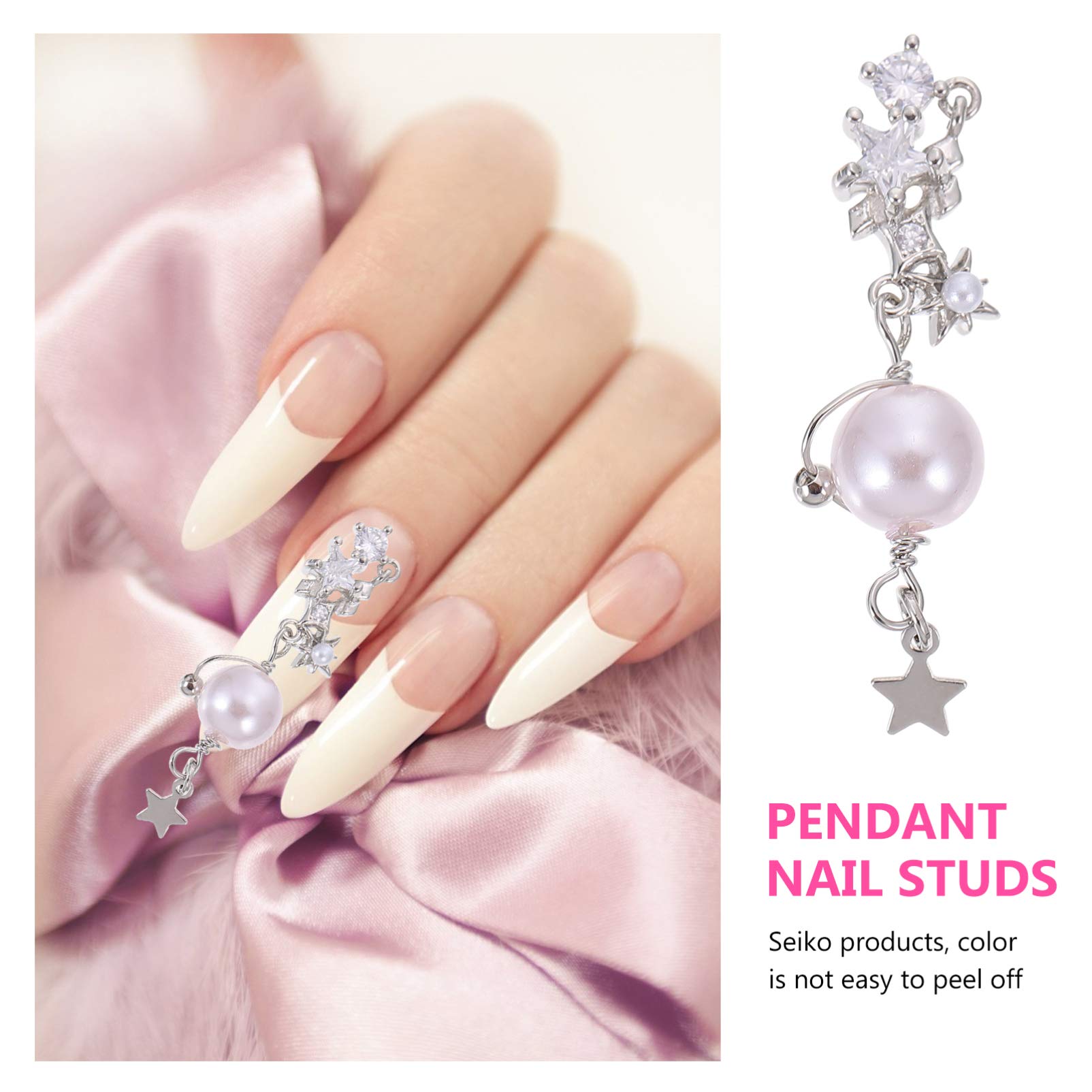 Beaupretty 2PCS Nail Art Pearl Chains - Creative Delicate Nail Decorations for DIY Manicure, Wedding & Party Nail Designs
