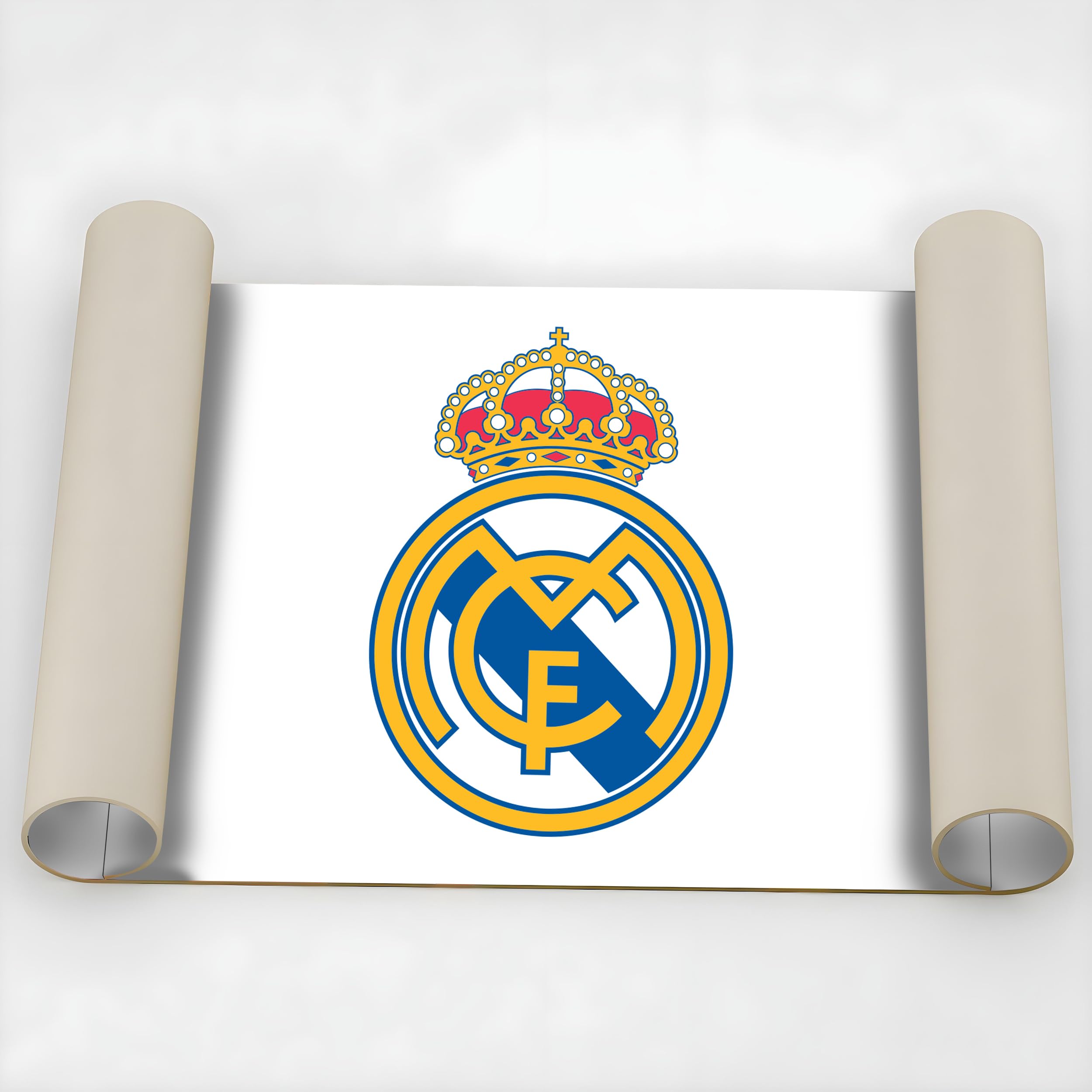 Real Madrid Desk Mat with Full Color Crest - 35 x 60 cm White Gaming Mouse Pad for Office & Home Workspace - Perfect for Soccer Fans & Gamers