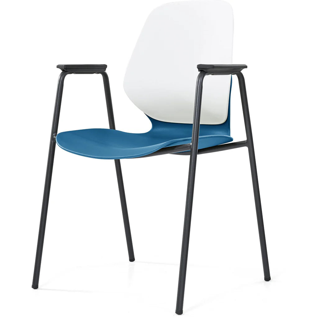 KALEIDO 4-Leg Stool with Arms - Modern Accent Chair for Living Room, Bedroom, or Office - Perfect for Relaxing, Reading, and Extra Seating