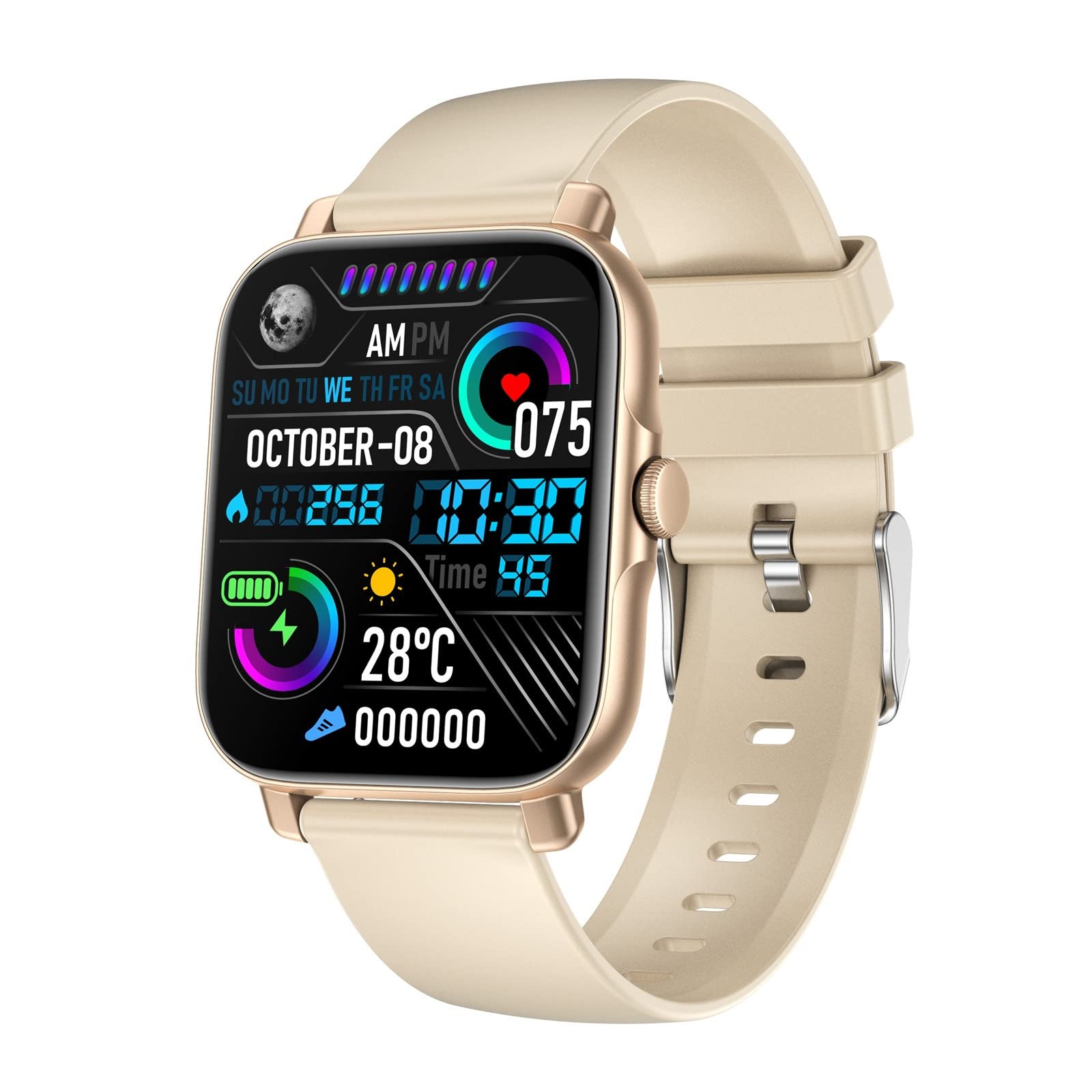 Multi-Function Smart Watch for Men & Women - Long Standby, Blood Pressure & Heart Rate Monitor, Waterproof Fitness Tracker for Android & iOS (Gold) | Perfect for Workouts, Running, Swimming & Daily Activity Tracking