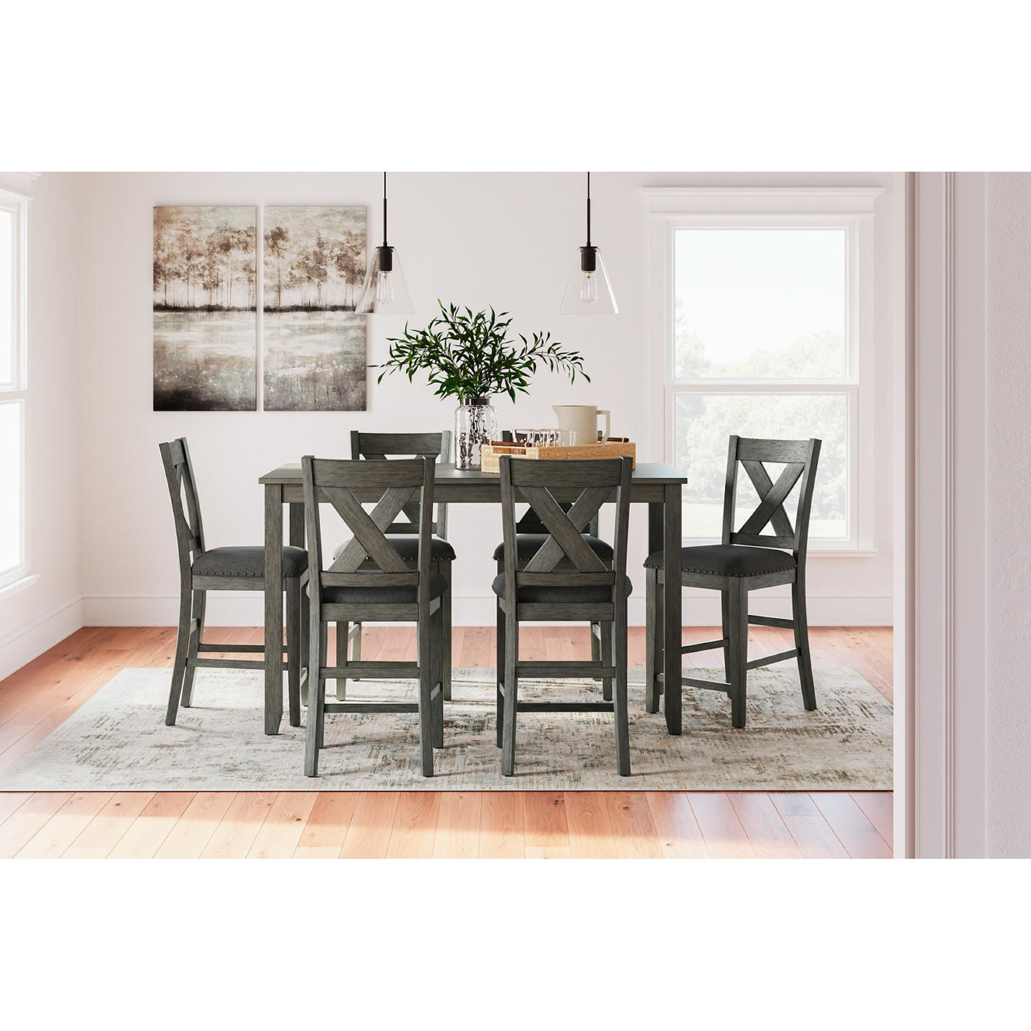 Caitbrook 5-Piece Counter Height Dining Set - Modern Kitchen Table and Stools for Small Spaces - Perfect for Breakfast Nook, Apartment, or Bar Counter Use